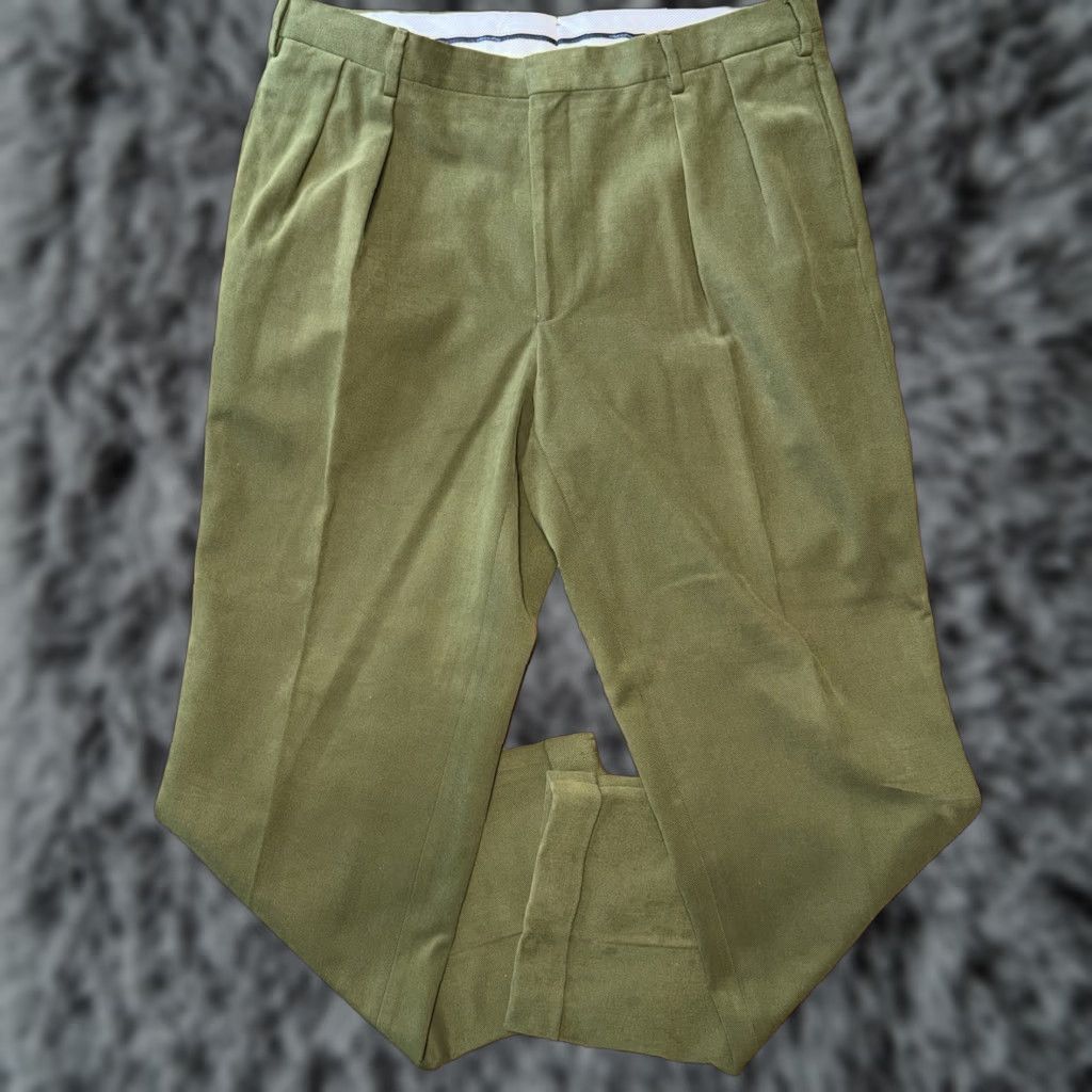 Vintage Ben Silver Charleston Steep Twill Cotton Trousers Mens 37x32 Green Italy Cuffed Size US 38 / EU 54 - 1 Thumbnail