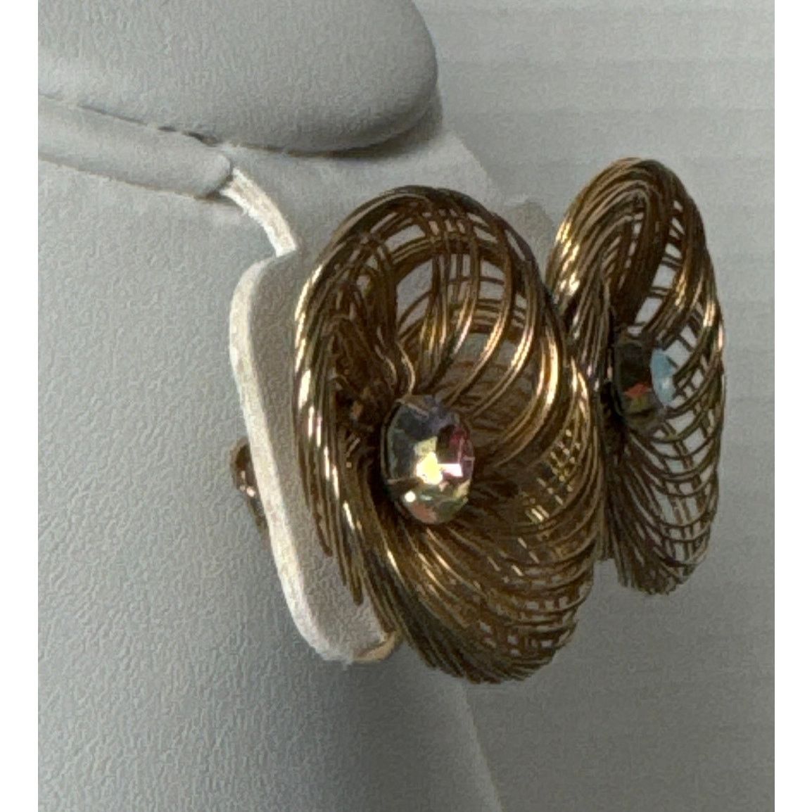 Vintage Vtg Stamped SAC Earrings Clip On wire with gemstone earrings Size ONE SIZE - 13 Thumbnail