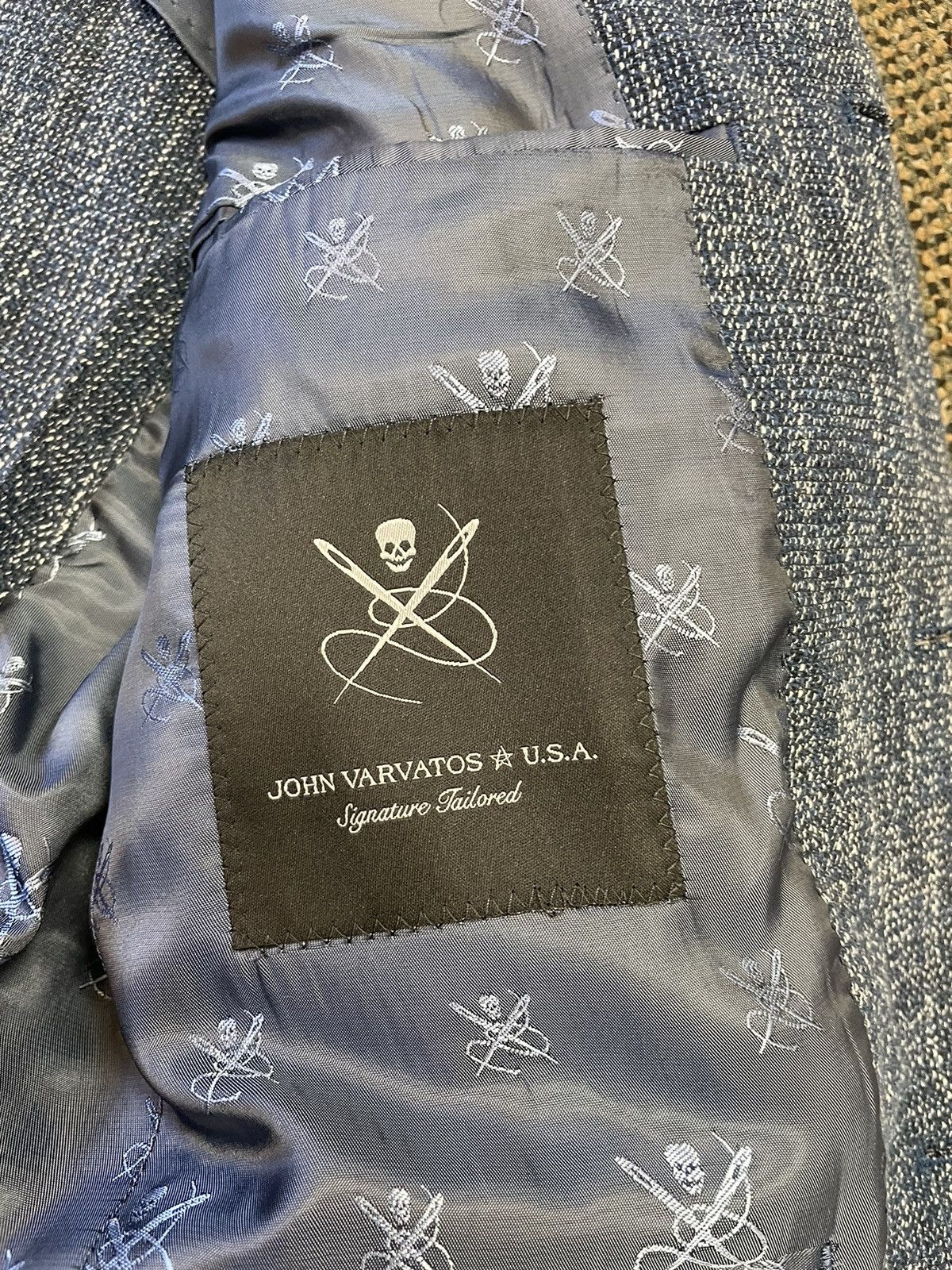 John Varvatos Textured Tweed Buckingham Jacket Size 38R - 8 Thumbnail