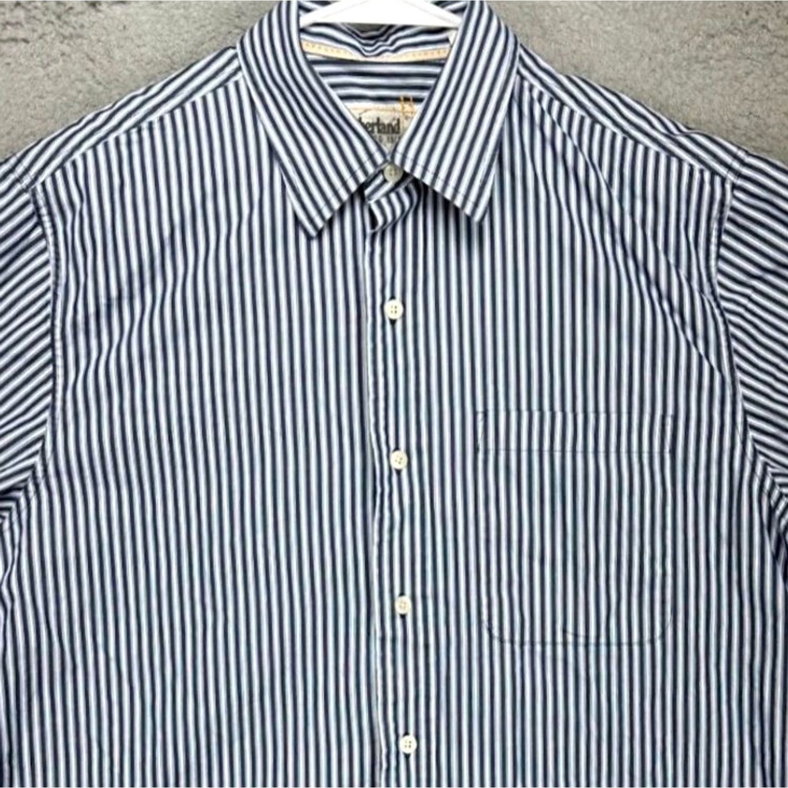 Timberland Timberland Button-Up Shirt Adult Medium Blue White Stripe Long Sleeve Pocket Mens Regular Size M Button-Down Size US M / EU 48-50 / 2 - 2 Thumbnail