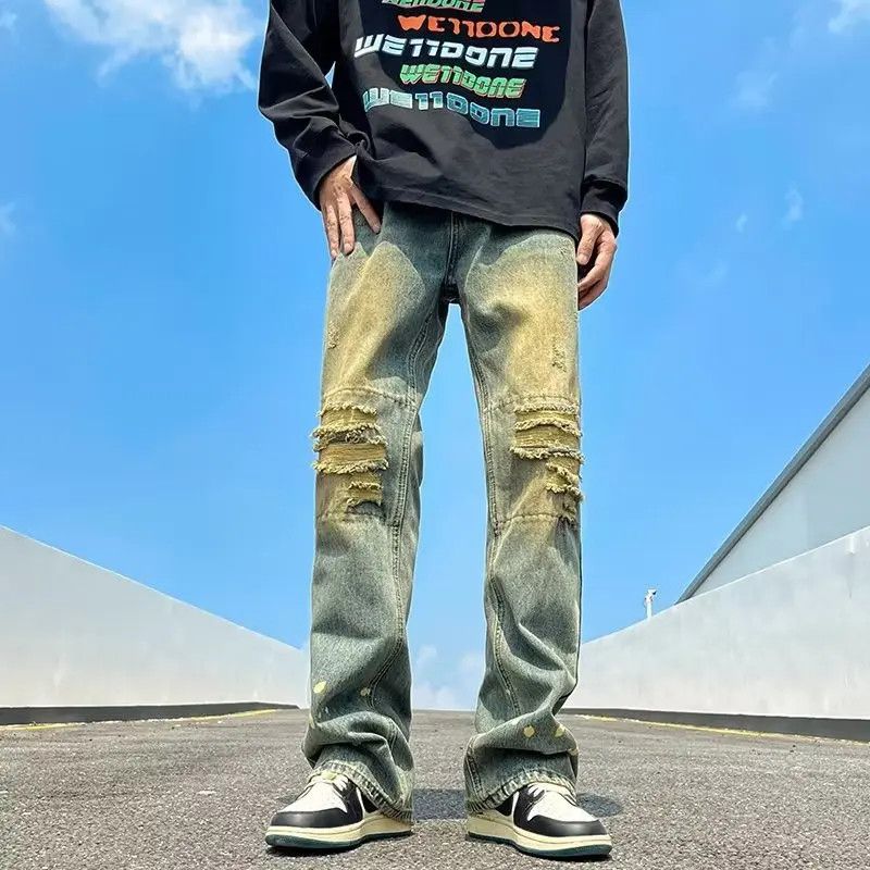 Japanese Brand × Jean Retro loose splashed ink ripped jeans Size US 32 / EU 48 - 6 Thumbnail