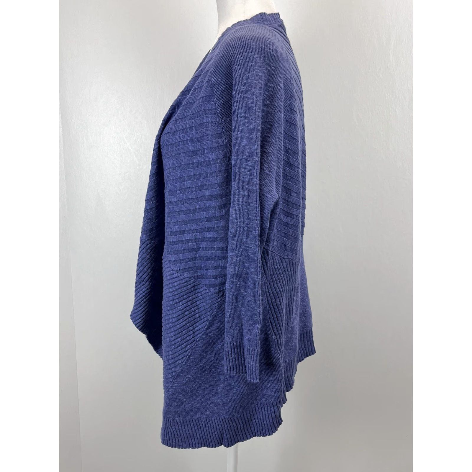 Eileen Fisher VINTAGE Eileen Fisher Cardigan Sweater Womens Size S Blue Purple Linen Blend Ribbed Open Front Size S / US 4 / IT 40 - 2 Thumbnail