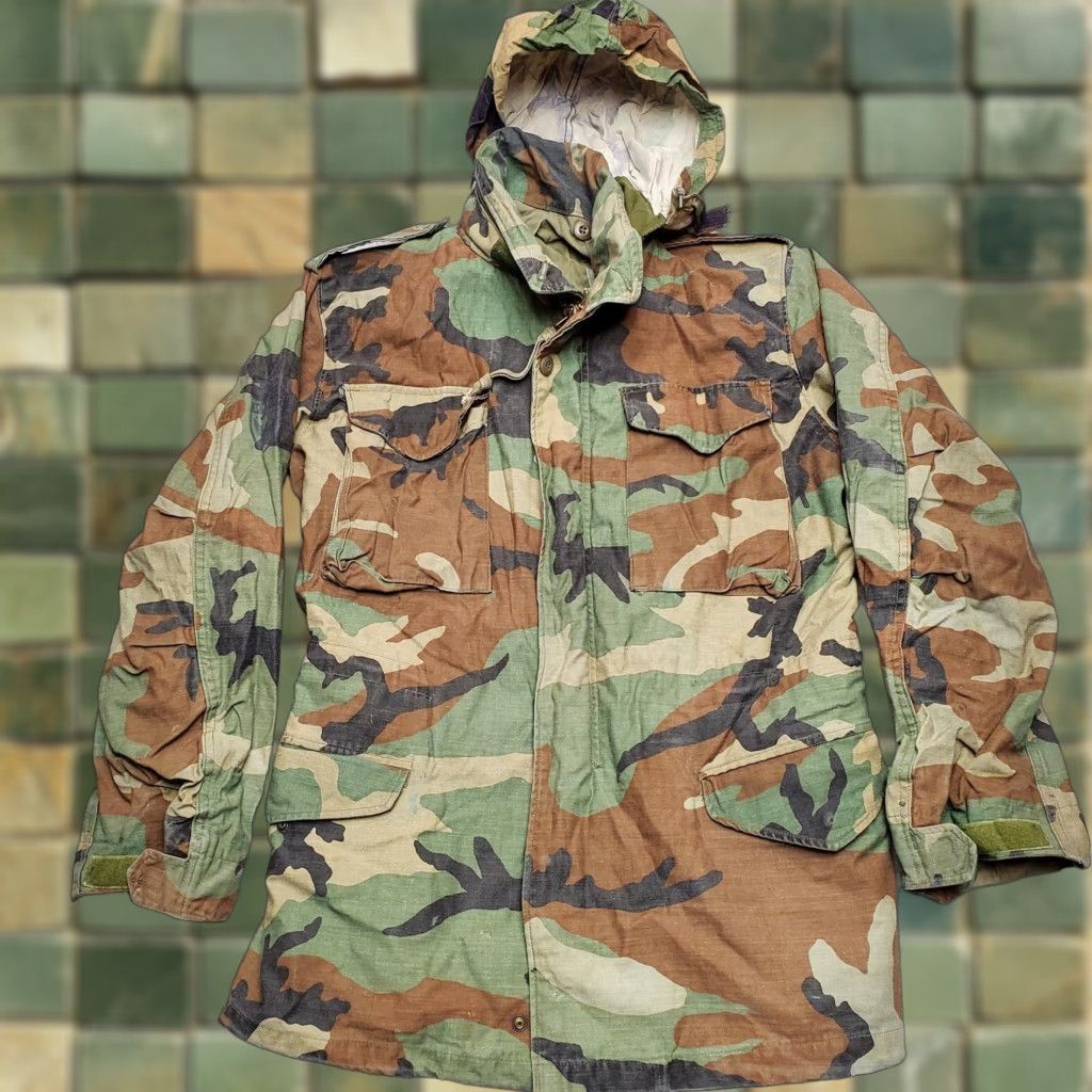 Agolde VTG Cold Weather Field Jacket Mens Small Long Green Woodland Camoflage Coat Size US S / EU 44-46 / 1 - 1 Thumbnail