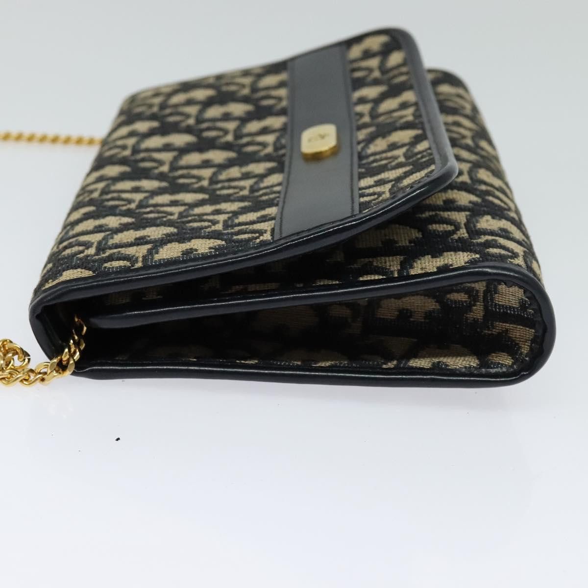 Dior DIOR Trotter Canvas Chain Shoulder Bag Navy Gold Size ONE SIZE - 4 Thumbnail