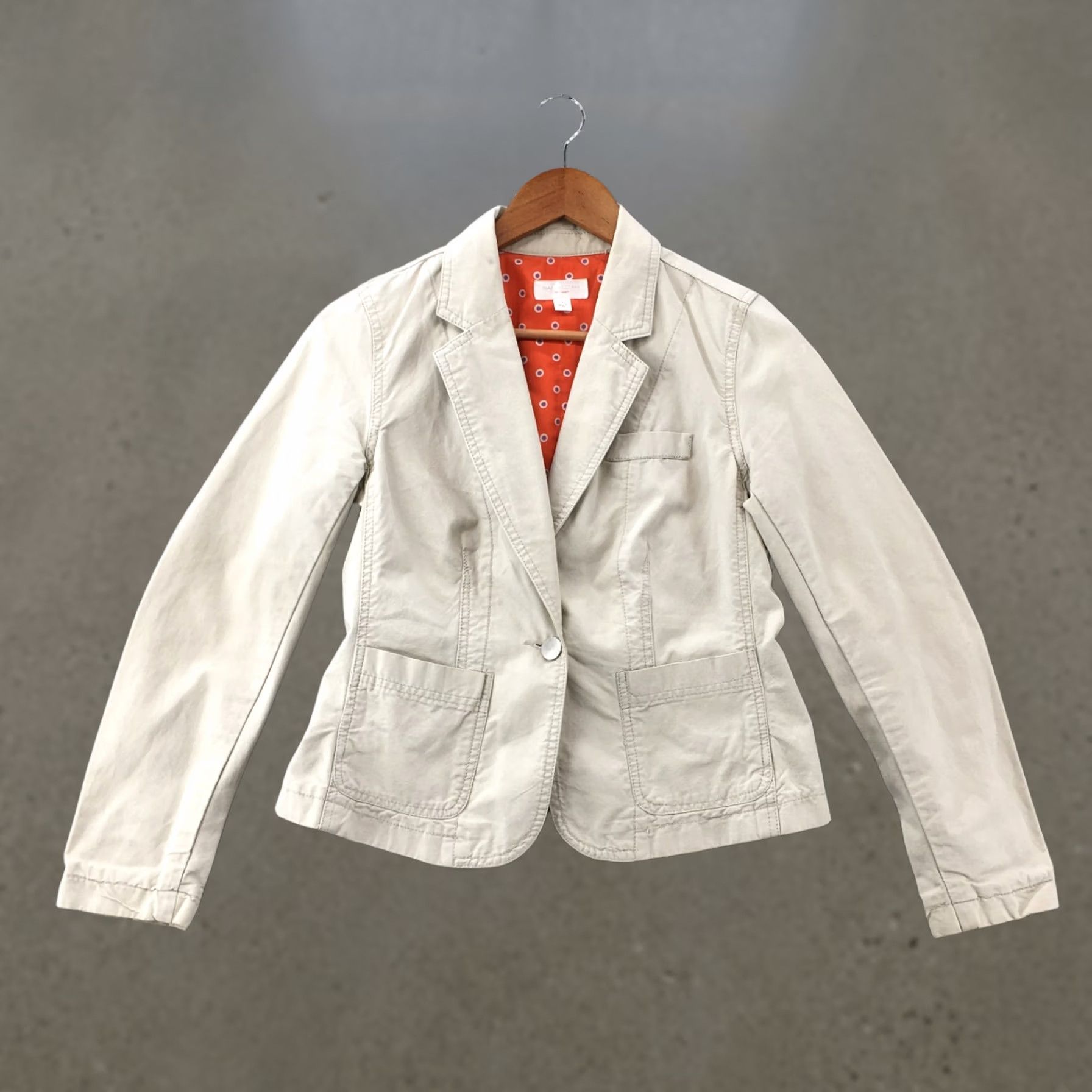 Isaac Mizrahi Isaac Mizrahi Blazer Jacket Womens S Beige Cotton Collared Long Sleeve Casual Size S / US 4 / IT 40 - 1 Thumbnail