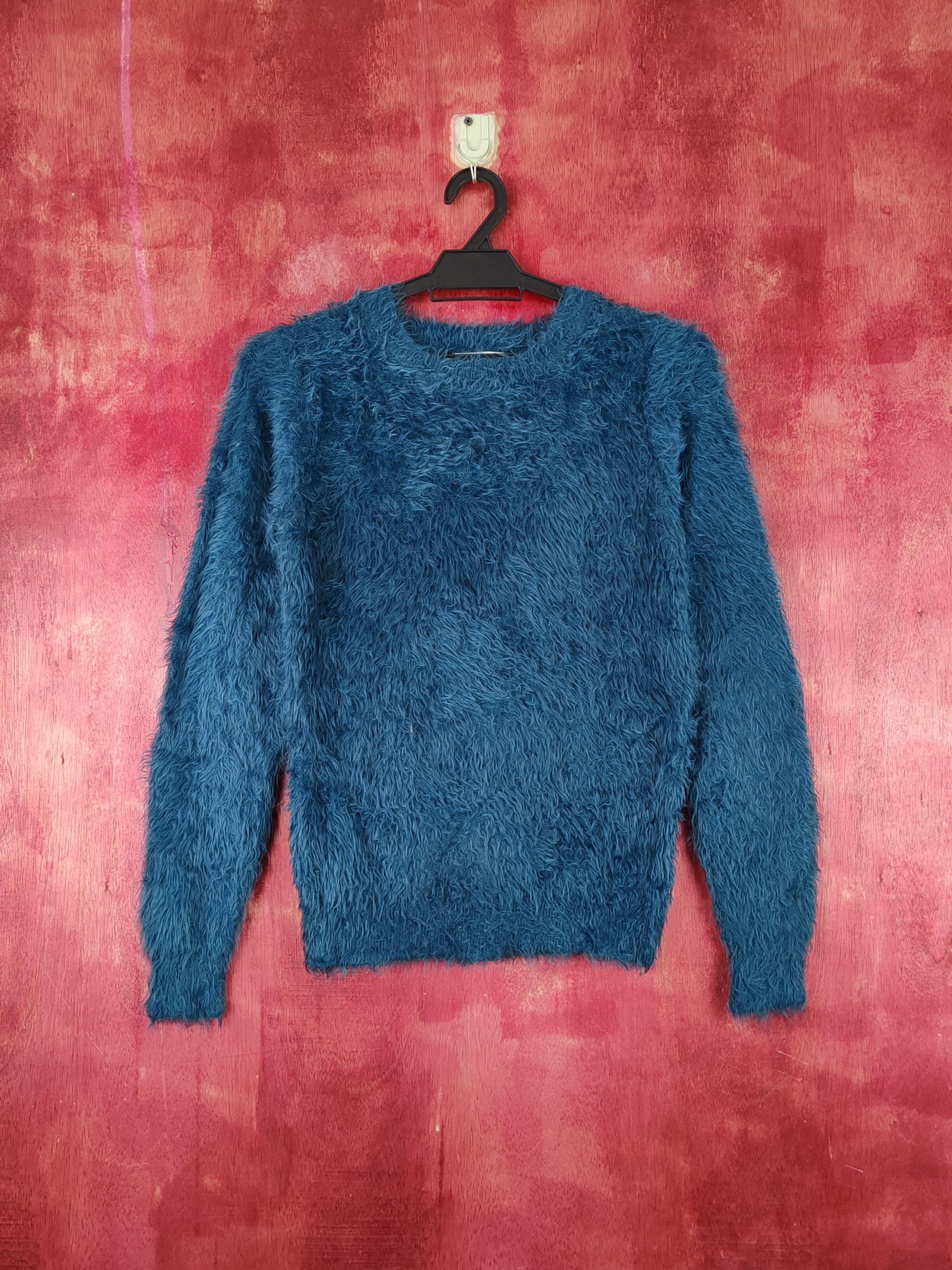 Aran Isles Knitwear Grove Dark Turquoise Shag Shaggy Fur Mohair Knitwear #S1888 Size M / US 6-8 / IT 42-44 - 1 Thumbnail