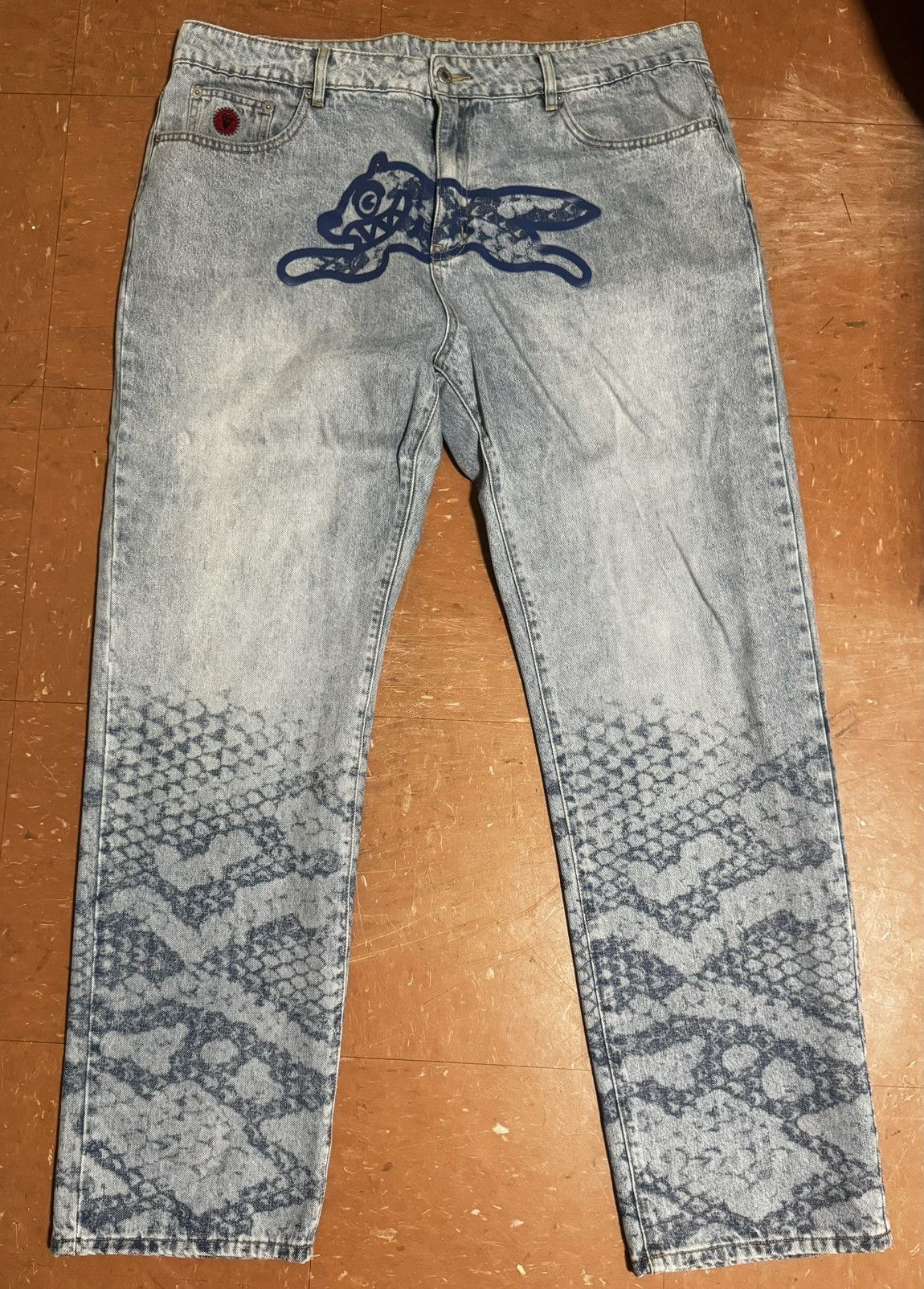 image of Billionaire Boys Club Snakeskin Running Dog Jeans in Blue, Men's (Size 38)