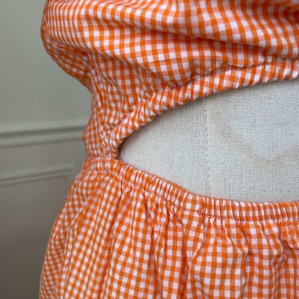 Other Sim & Sam Nordstrom Orange Gingham Micro Check Bare Midriff Size L / US 10 / IT 46 - 3 Thumbnail