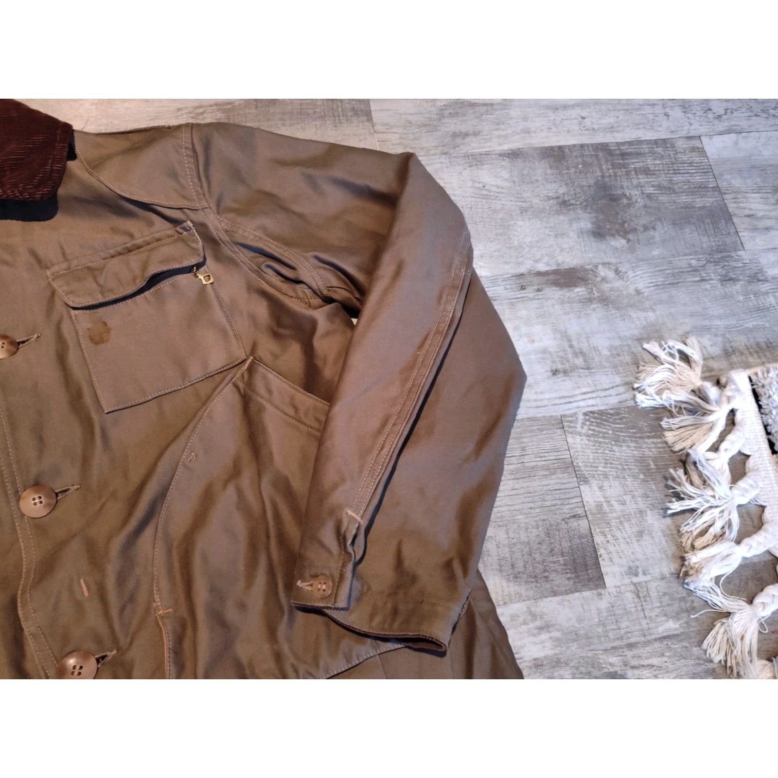 Vintage VINTAGE American Field Chore Jacket Workwear 1940s Brown Cotton M/L? Mens Size US M / EU 48-50 / 2 - 2 Thumbnail