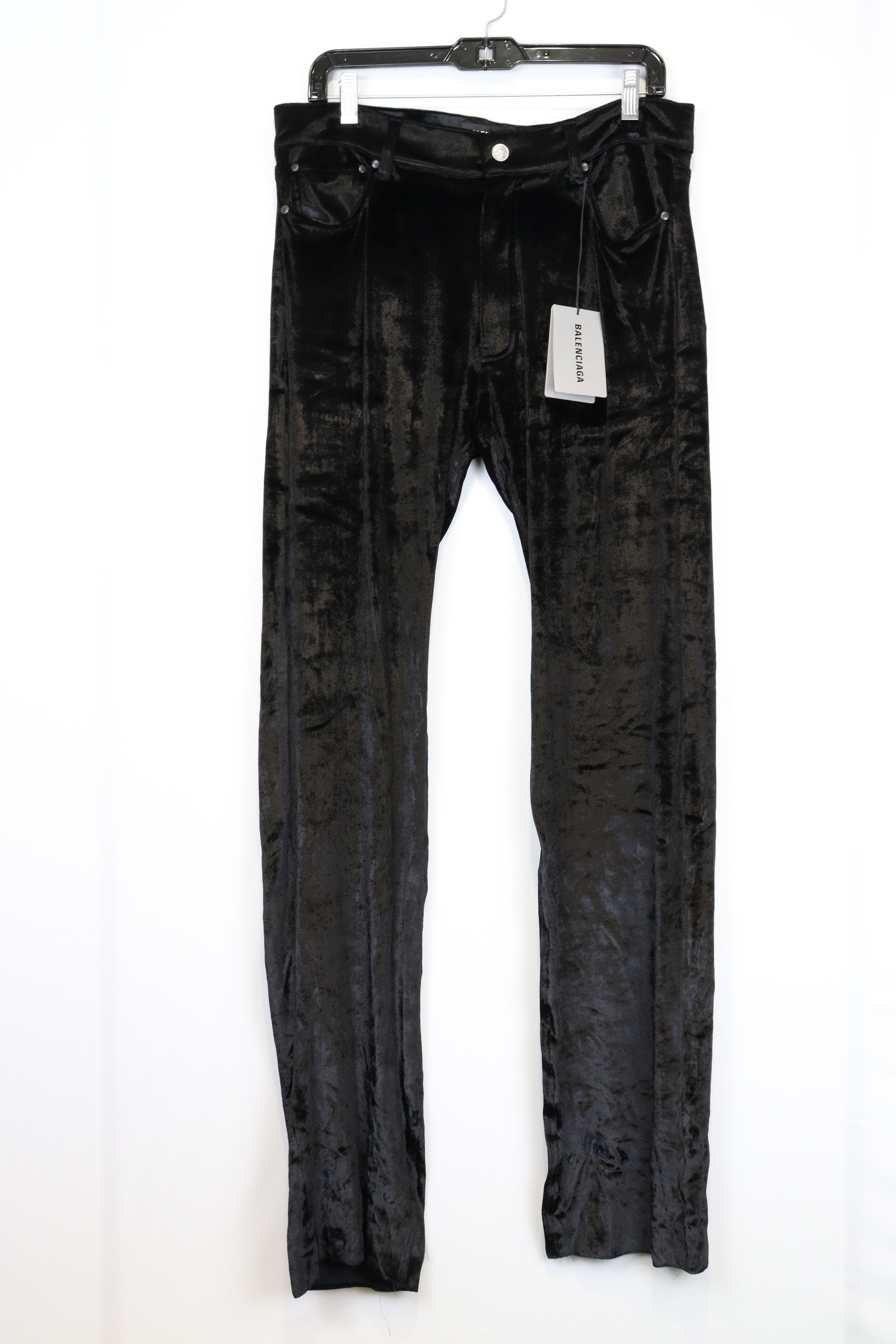 Balenciaga o1rshd10124 Velvet Pants in Black Size US 32 / EU 48 - 2 Thumbnail