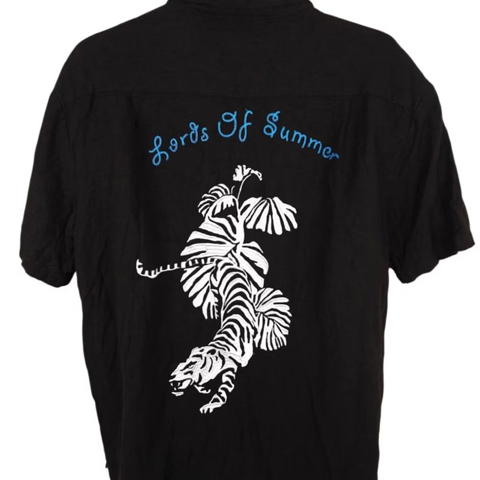 Double Rainbouu Double Rainbouu Shirt Mens XL Black Lords Of Summer Linen Blend Bowling Shirt Button-Down Hawaiian Theme Mens XL Black Linen Blend Size US XL / EU 56 / 4 - 4 Thumbnail
