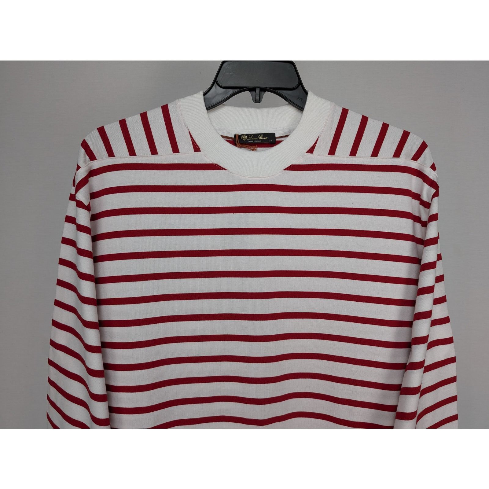 Loro Piana o1rshd1 Men's T-Shirt ML Riomaggiore in White/Red Size US XL / EU 56 / 4 - 3 Thumbnail