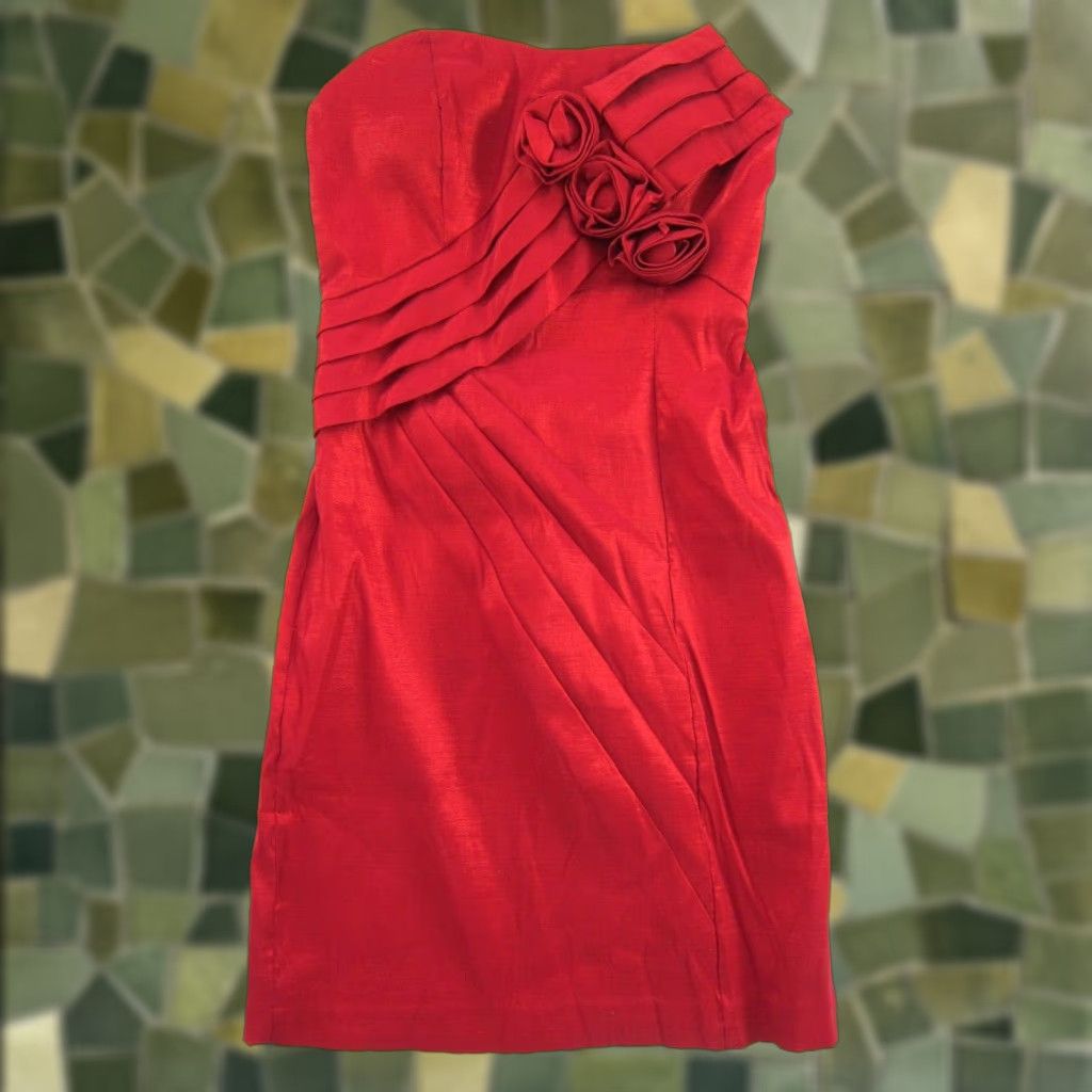Vintage NWT INC International Concepts Red Rose Stretch Strapless Prom Party Dress 0 Size XS / US 0-2 / IT 36-38 - 1 Thumbnail