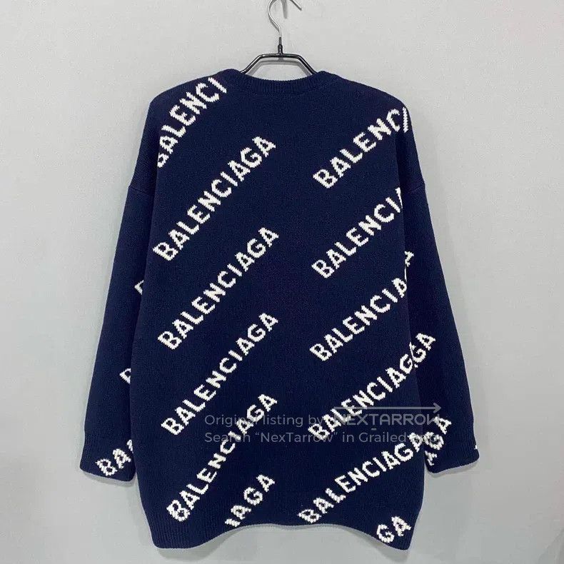 Balenciaga Balenciaga Barrage print logo knit sweater Size US L / EU 52-54 / 3 - 3 Thumbnail