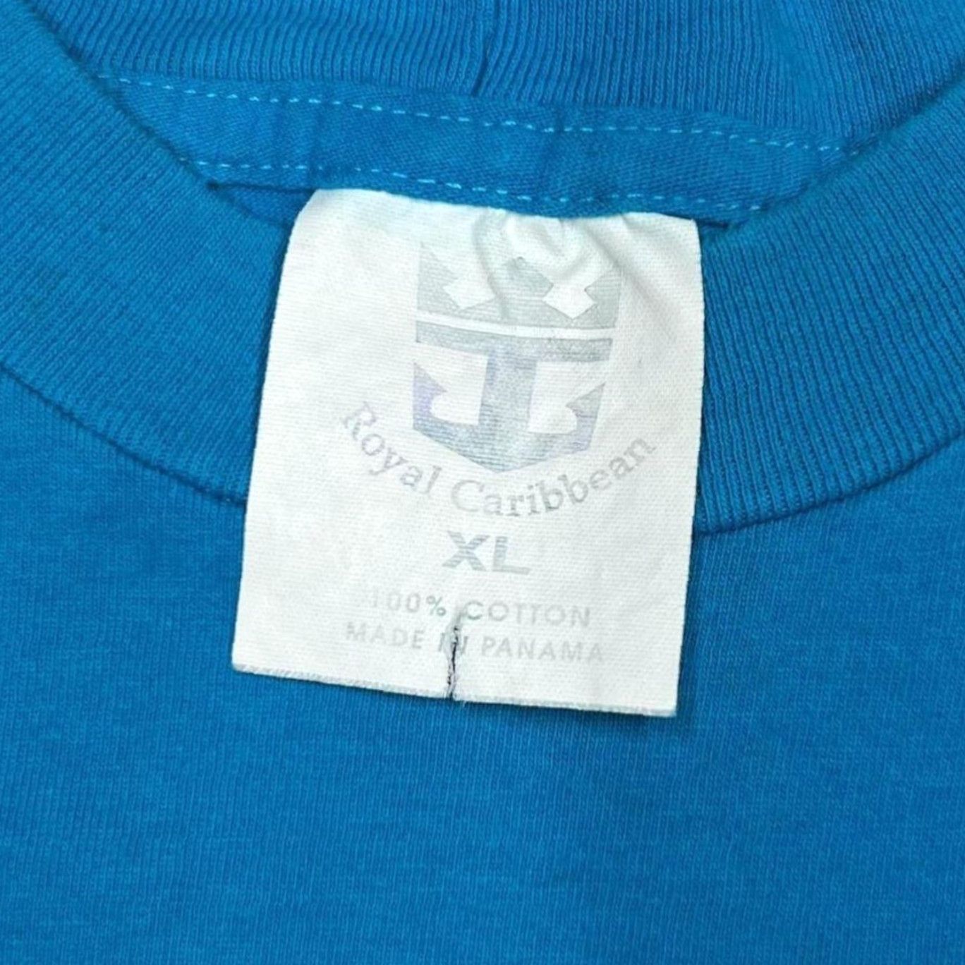Vintage VINTAGE Royal Caribbean International Souvenir T-Shirt Short Sleeve XL Blue Logo Graphic Print Mens Shape: Regular, Single Stitch, 100% Cotton Size US L / EU 52-54 / 3 - 2 Thumbnail