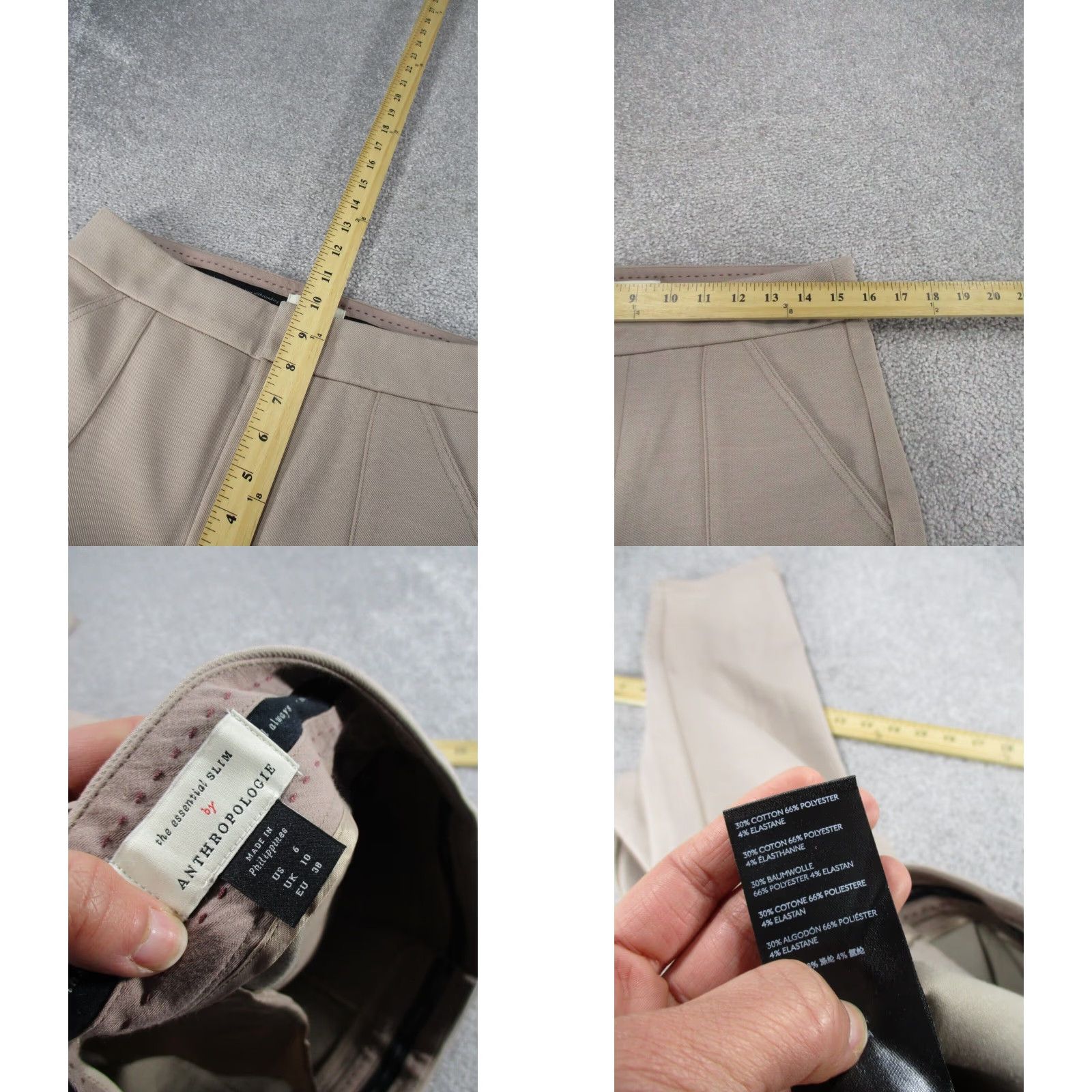 Anthropologie Anthropologie Womens 6 The Essential Slim Beige Cargo Pants Extra Large XL Size 28" / US 6 / IT 42 - 8 Thumbnail