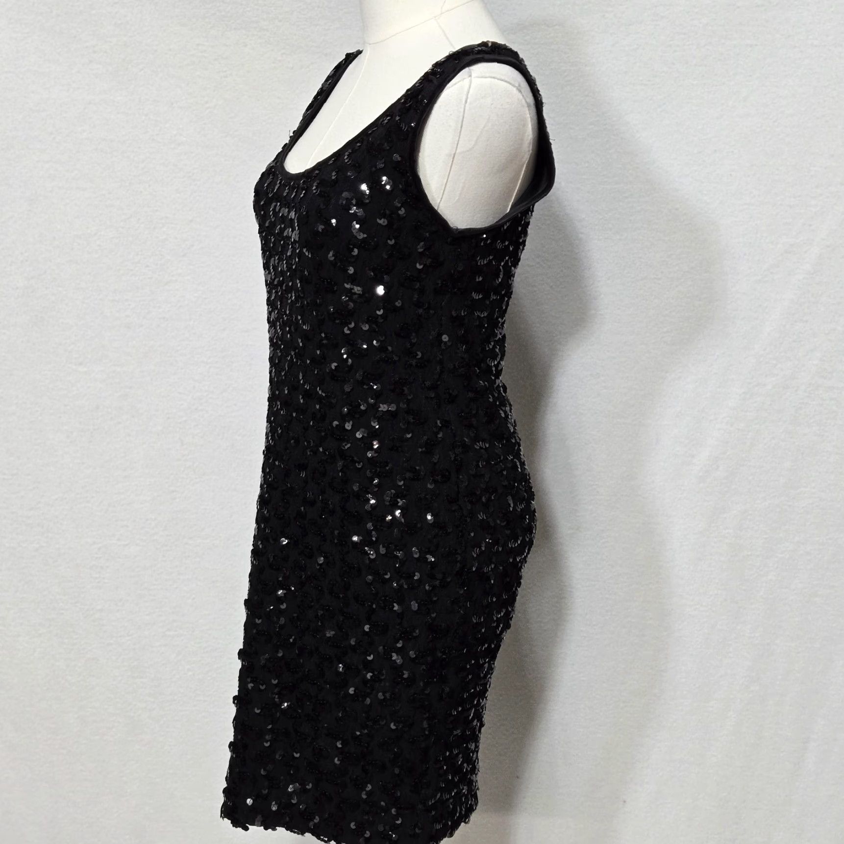 Vintage VINTAGE Positively Ellyn Dress Juniors 5 Black Sequin Party Sheath USA 80s Size S / US 4 / IT 40 - 3 Thumbnail