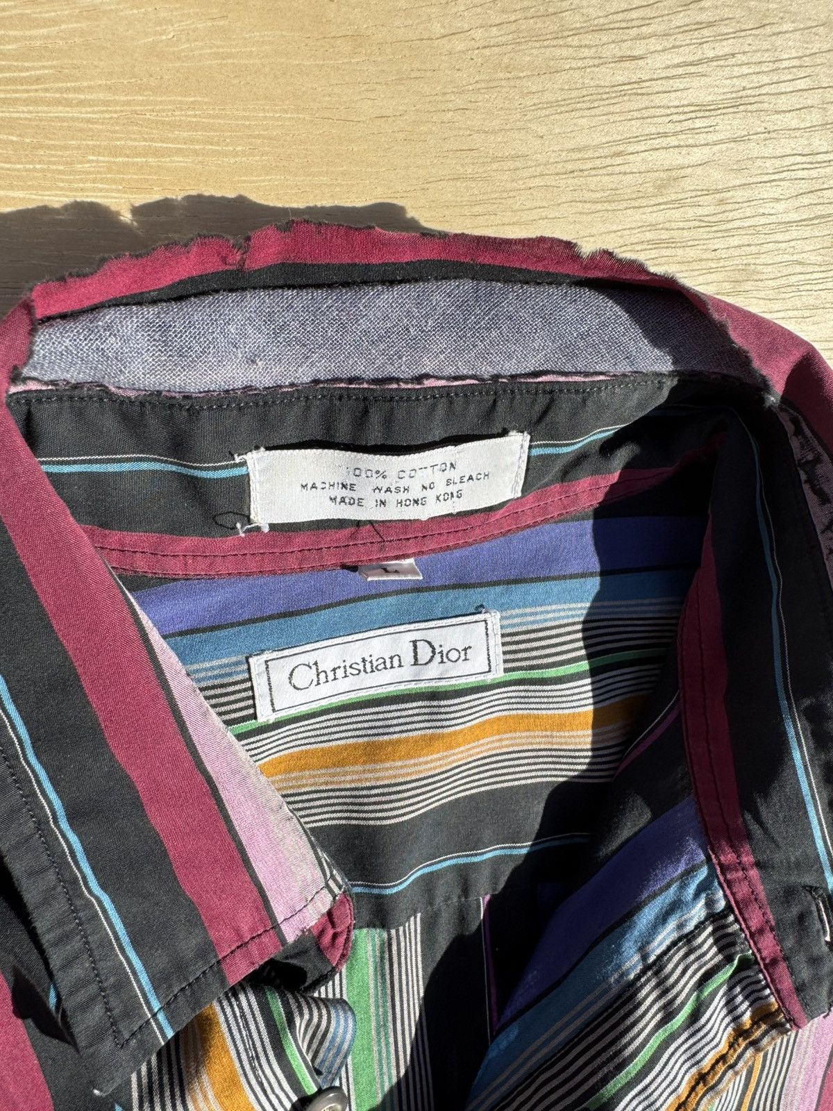 Christian Dior Monsieur × Designer × Vintage Vintage Christian Dior Striped Neon Button Up Shirt Size US L / EU 52-54 / 3 - 5 Thumbnail