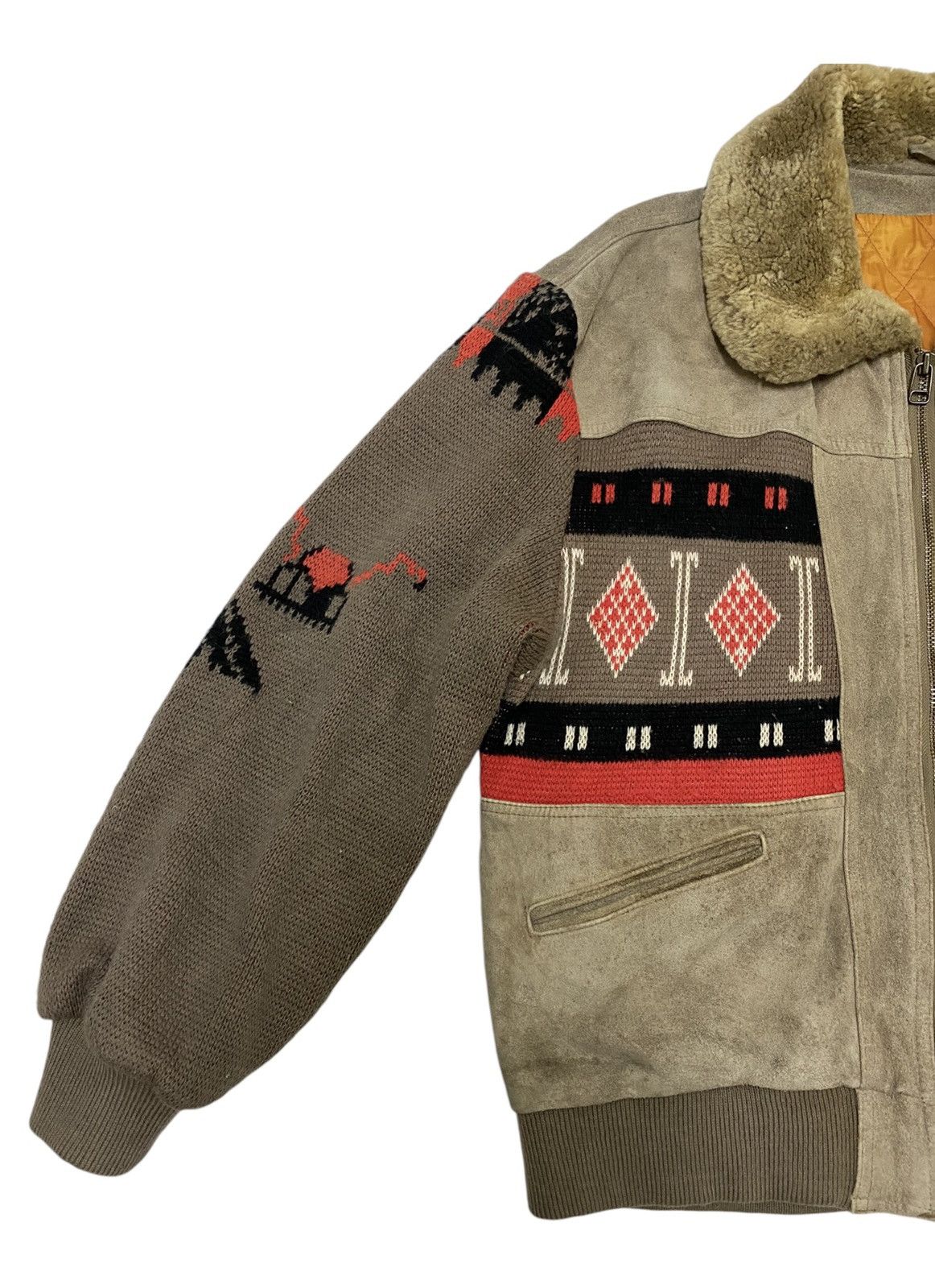 Aztech Mountain 🔥 Rare Coup D’etat Hybrid Wool Leather Sherling Bomber (C3) Size US L / EU 52-54 / 3 - 4 Thumbnail
