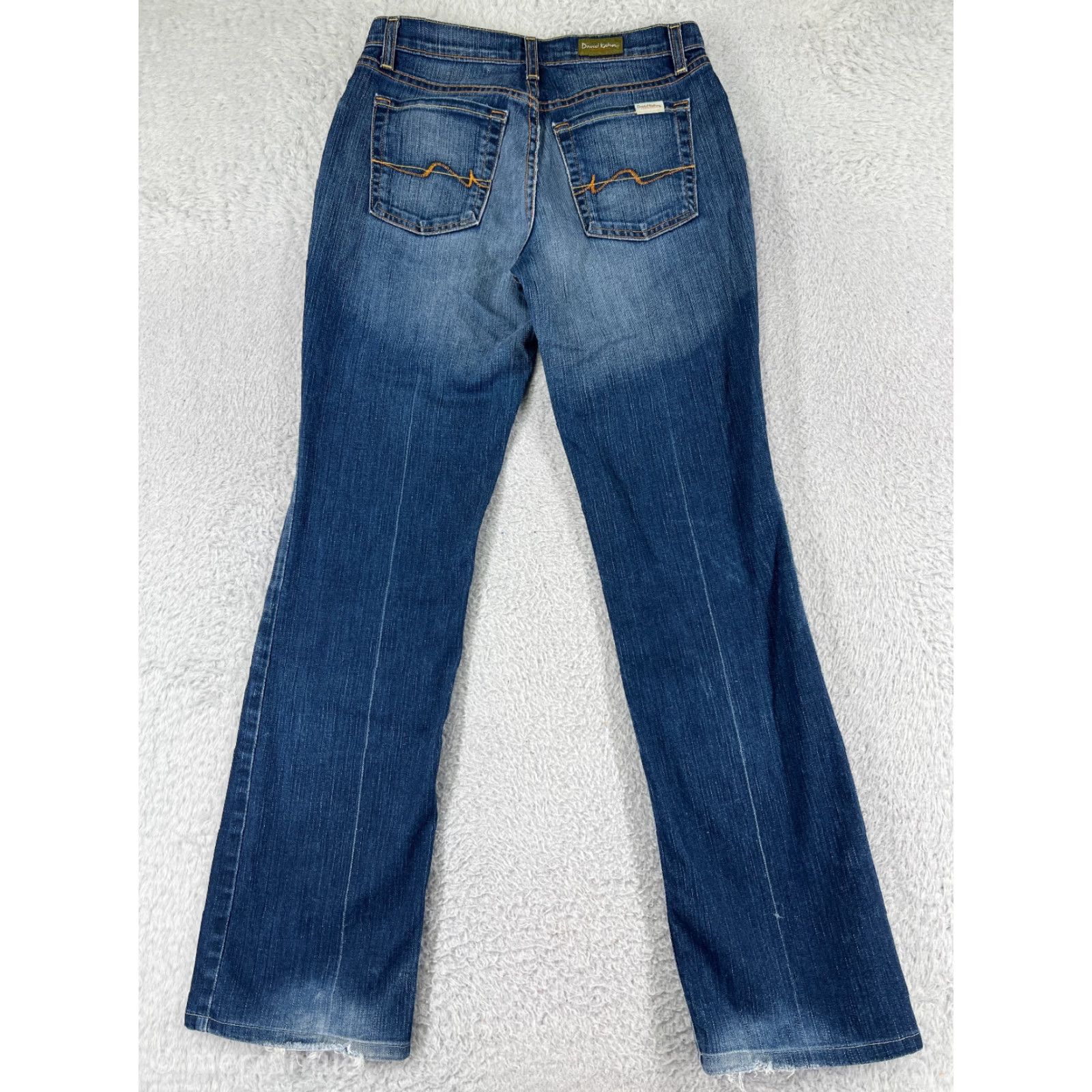 Vintage David Kahn Jeans Women 4 Blue Denim 26 in Waist 30 in Inseam 5-Pocket Embroidered Logo Straight Cotton Size 27" / US 4 / IT 40 - 2 Thumbnail
