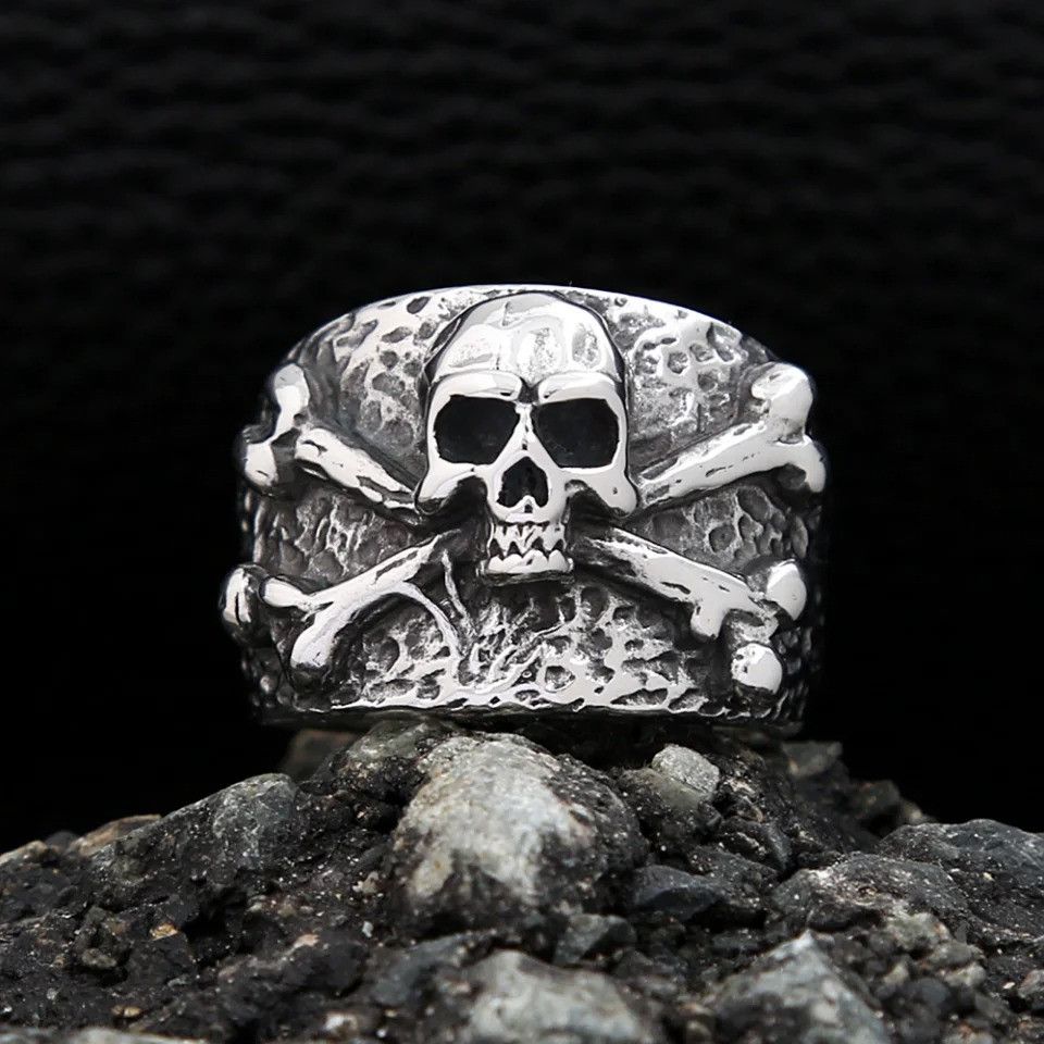 Jewelry Crossbones Pirate Skull Ring Size ONE SIZE - 6 Thumbnail