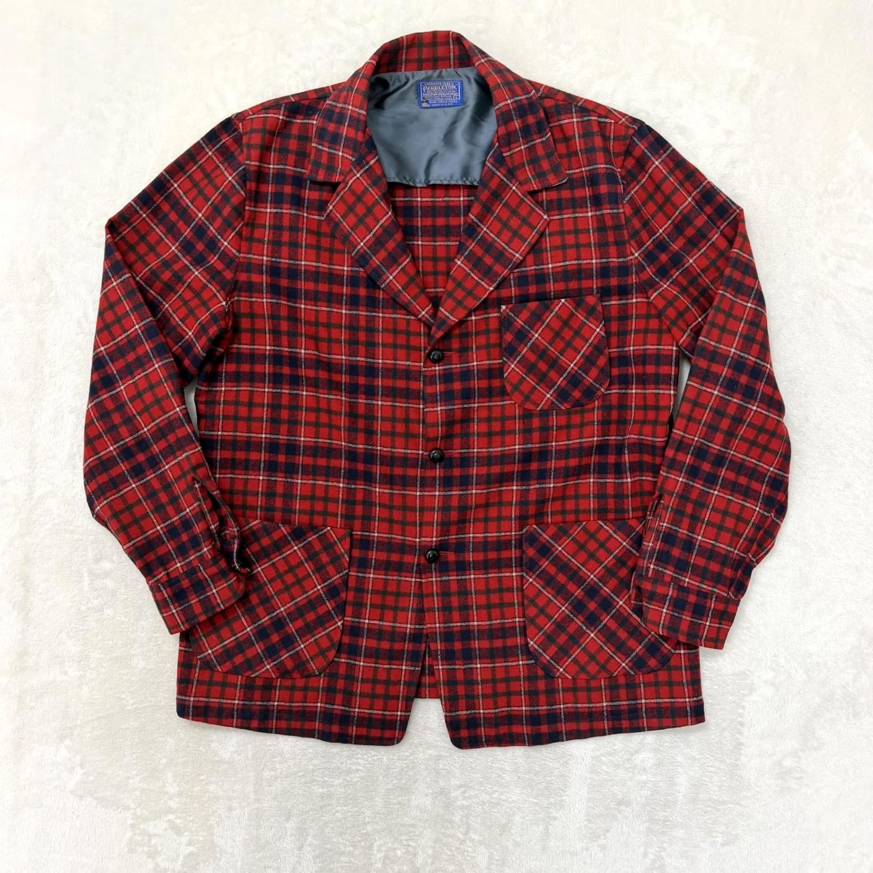 Pendleton VINTAGE Pendleton Blazer Sport Coat Mens Large Red Plaid Wool Jacket Made USA Size 42R - 2 Thumbnail