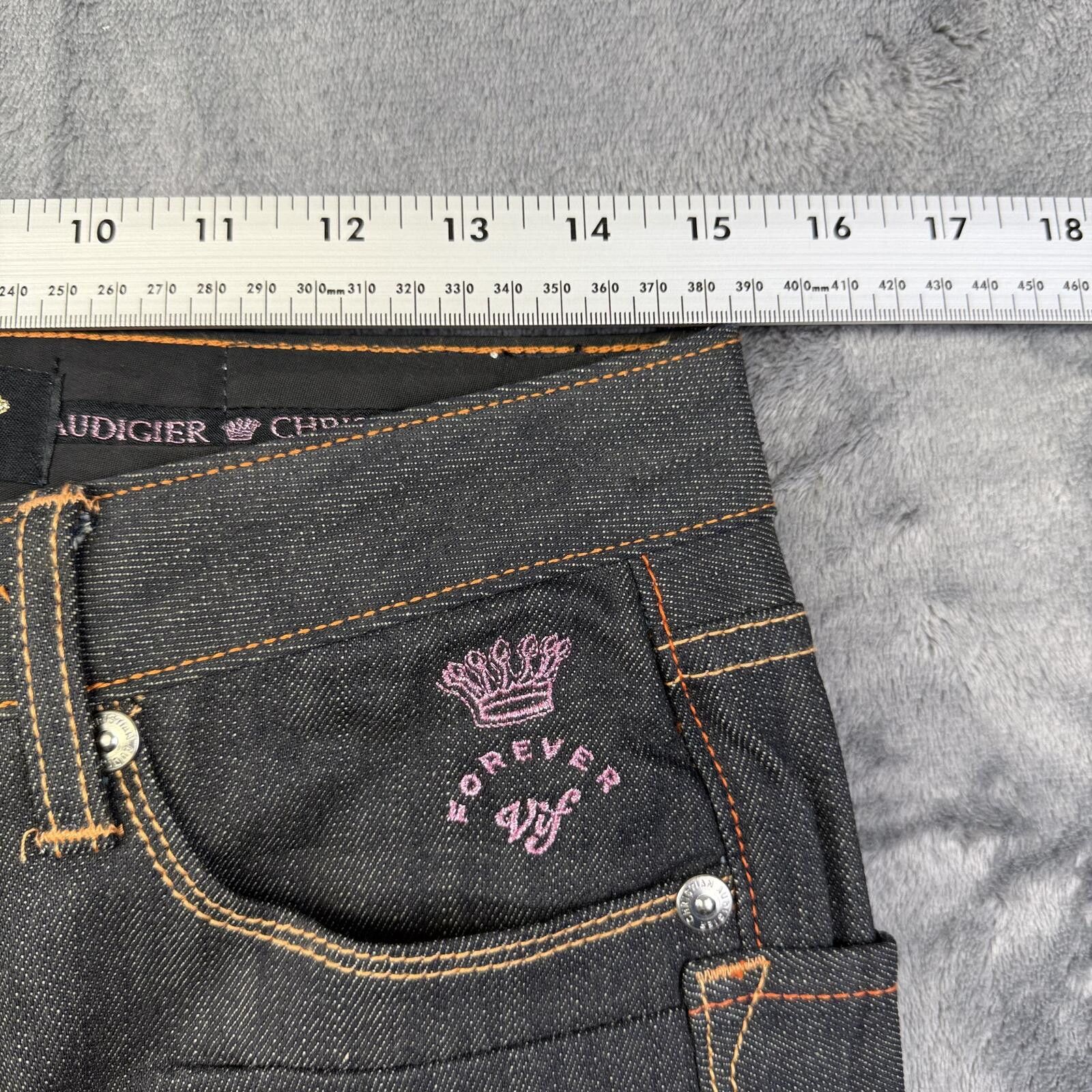 Other Chiristian Audigier Men's Crown Raw Denim Jeans Size US 31 - 5 Thumbnail
