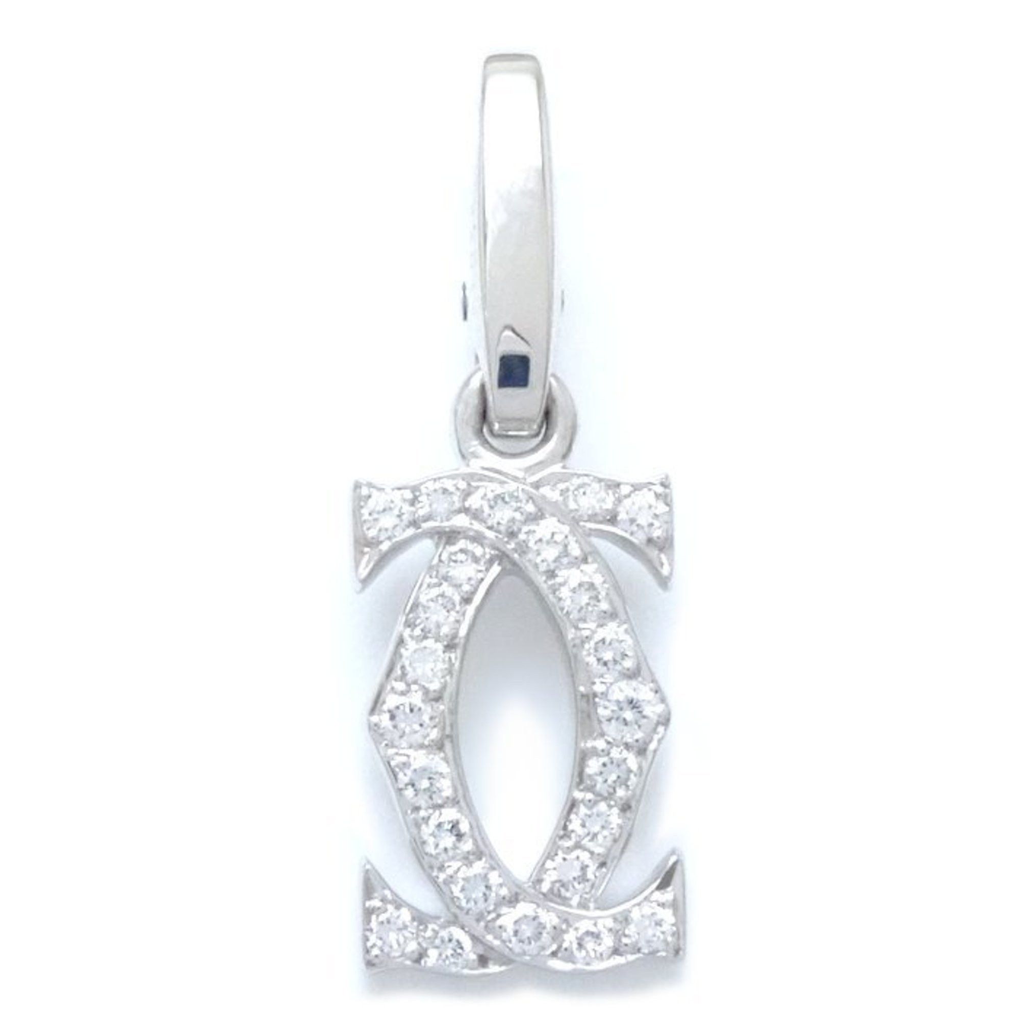 image of Cartier 2C Charm Diamond K18Wg White Gold Pendant Top 291748, Women's