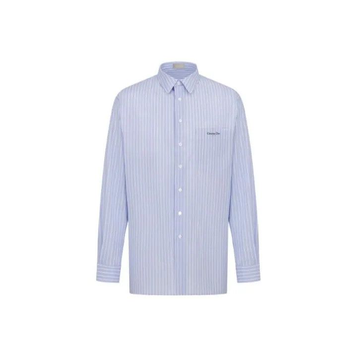 Dior Dior Blue Long Sleeve Printed Shirt for Men 0079 Size US M / EU 48-50 / 2 - 1 Thumbnail