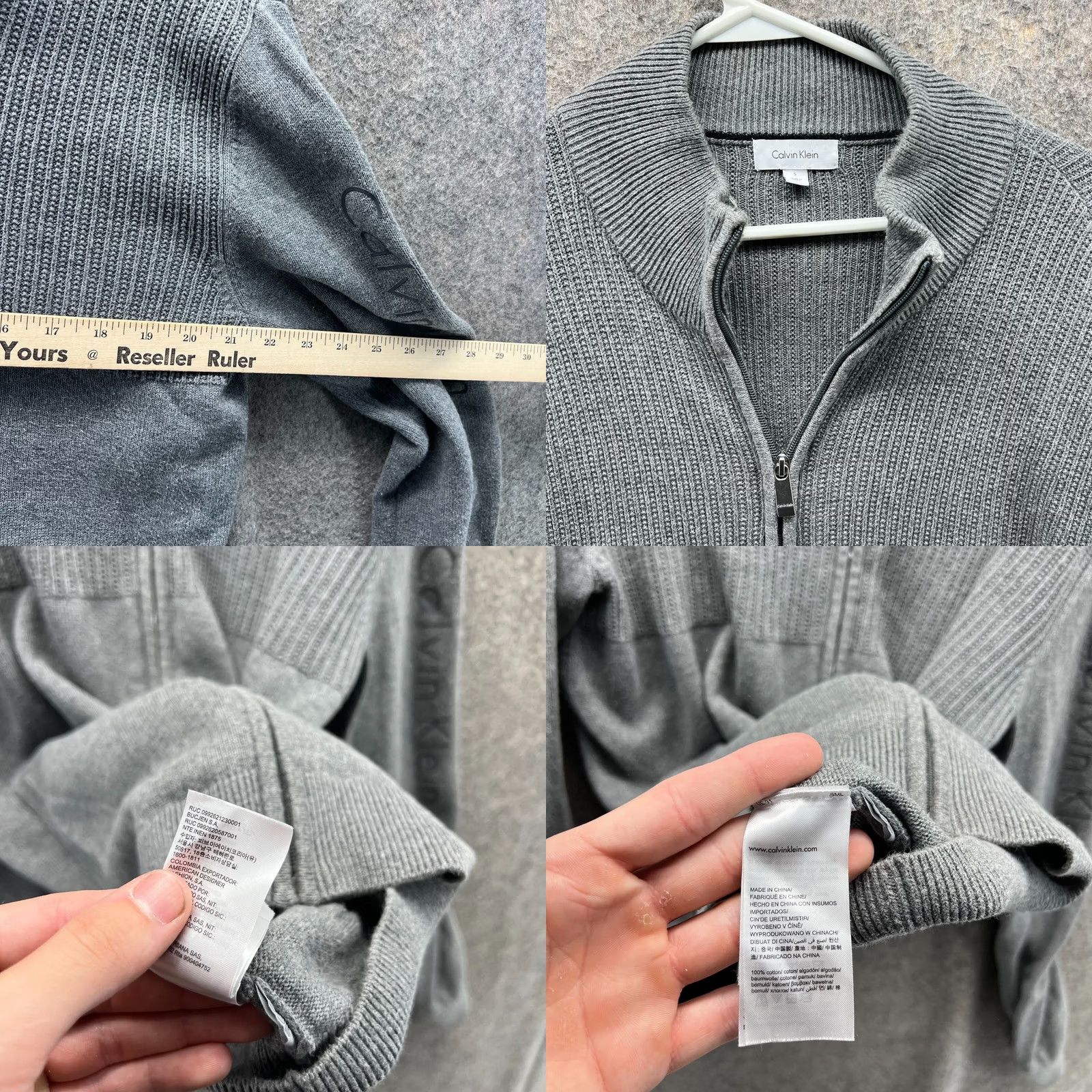 Calvin Klein VINTAGE Calvin Klein Sweater Shirt Men Small Gray Full Zip Fleece Cotton Jacket Chunky Knit Size US S / EU 44-46 / 1 - 8 Thumbnail