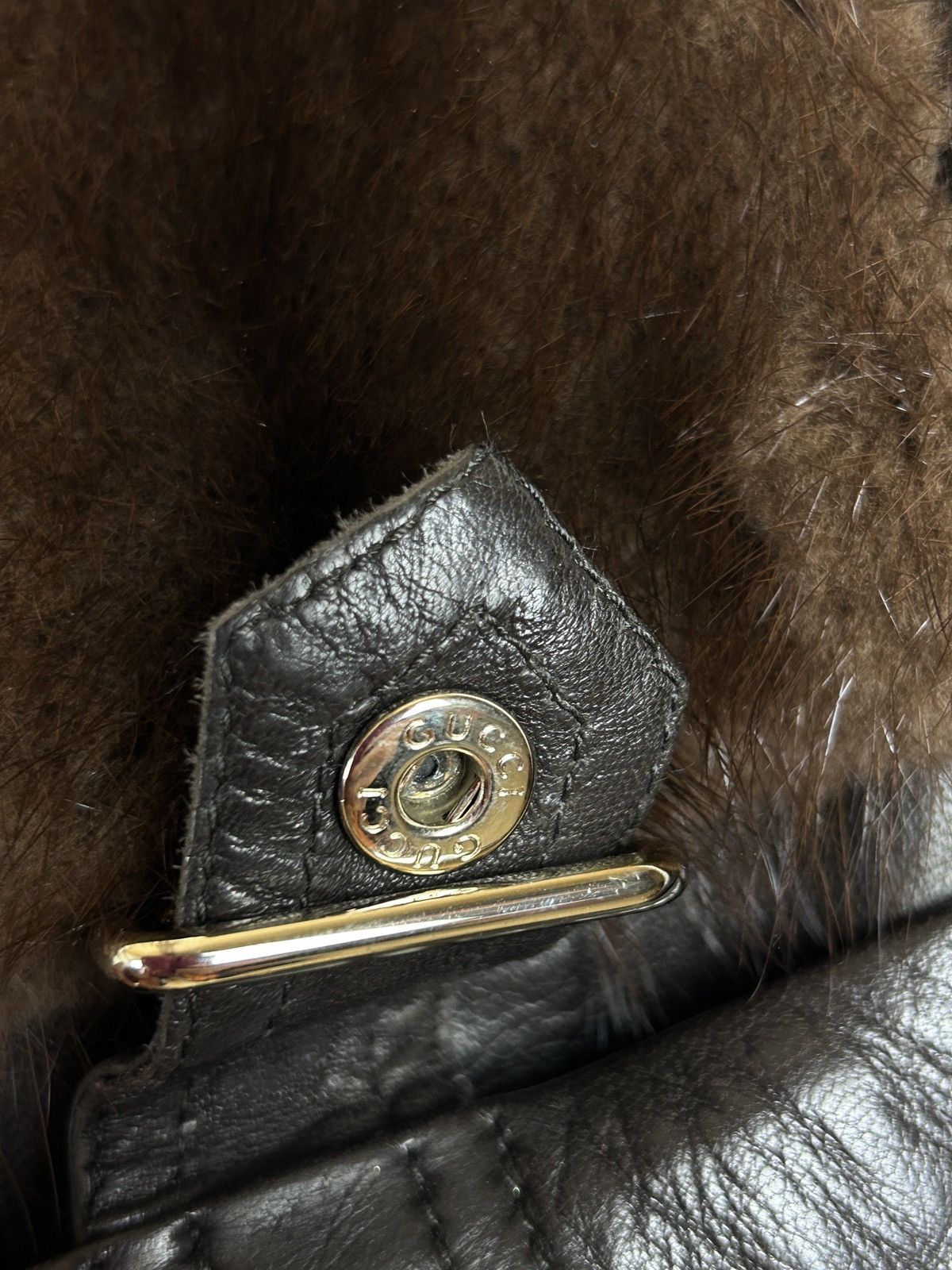 Gucci Gucci Tom Ford Brown Leather/Fur GG Leather Belt Jacket 40 Size S / US 4 / IT 40 - 13 Thumbnail