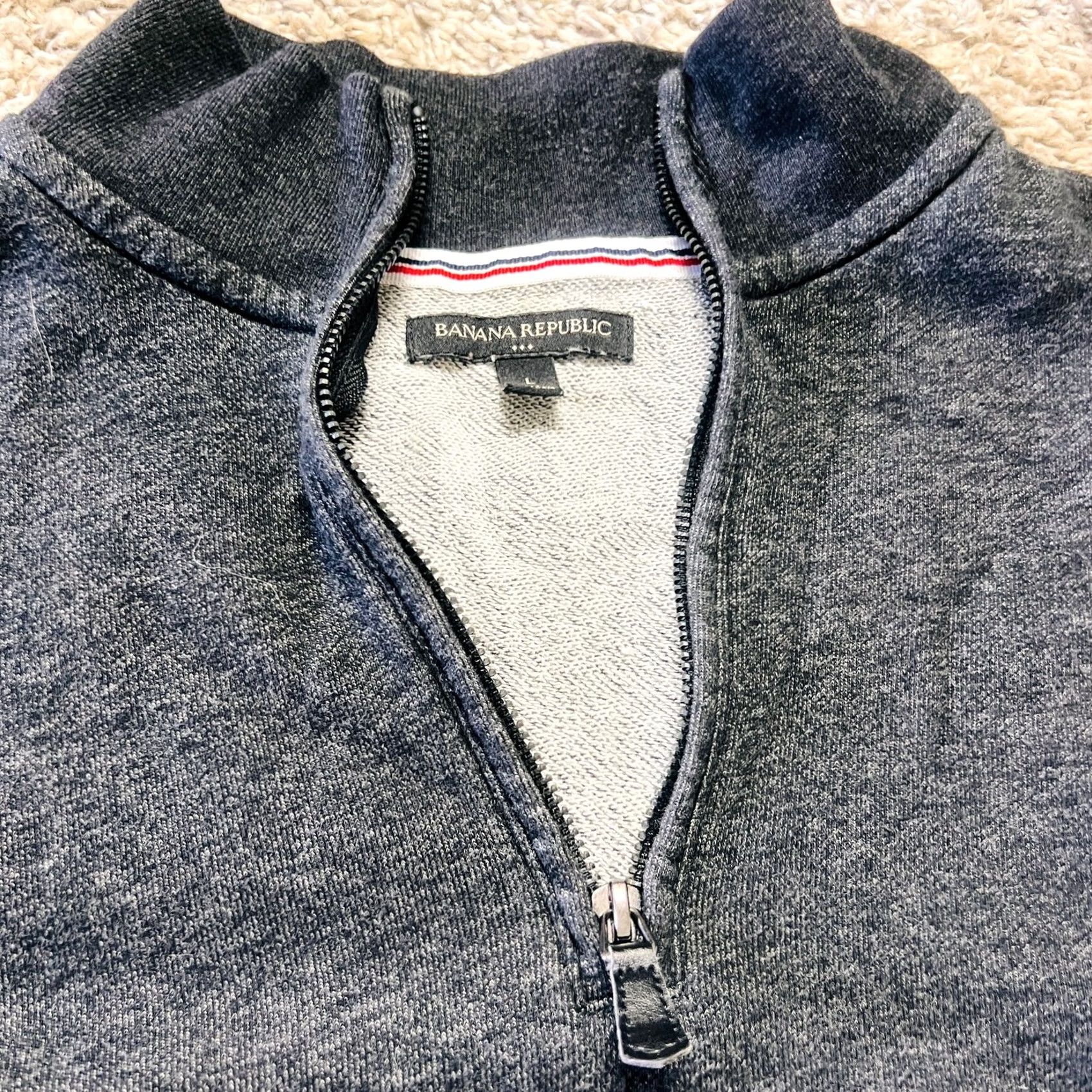 Banana Republic VINTAGE Banana Republic L Quarter Zip Crewneck Sweater Grey Longsleeve Mens L Sweatshirt Pullover Modern taglines Size US L / EU 52-54 / 3 - 4 Thumbnail