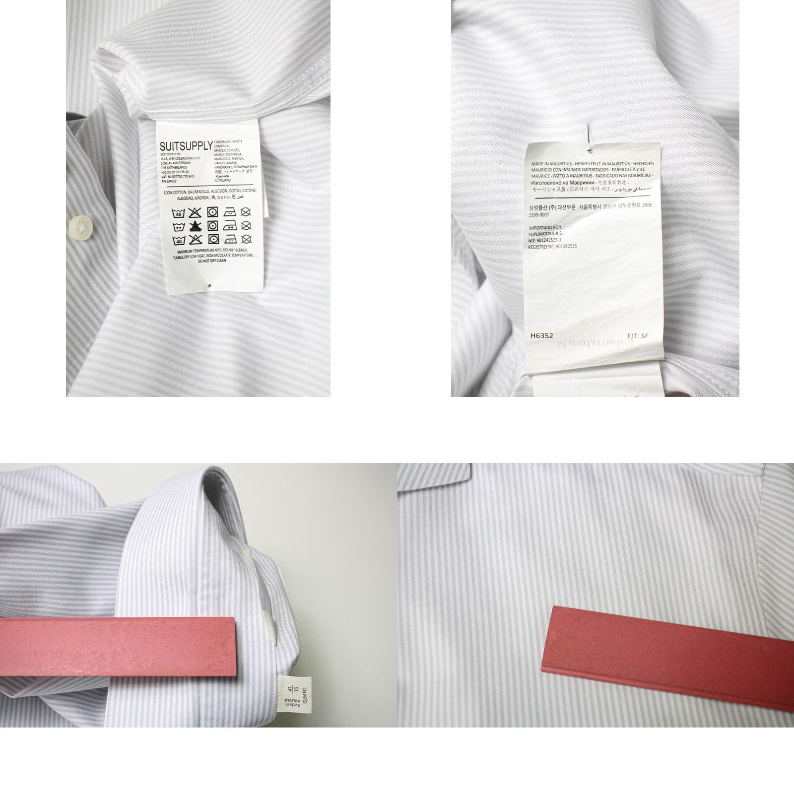 Suitsupply SUITSUPPLY Traveller Slim Fit Formal Shirt Men's 43 / 16 Button Up Long Sleeve Grey Size 46R - 8 Thumbnail