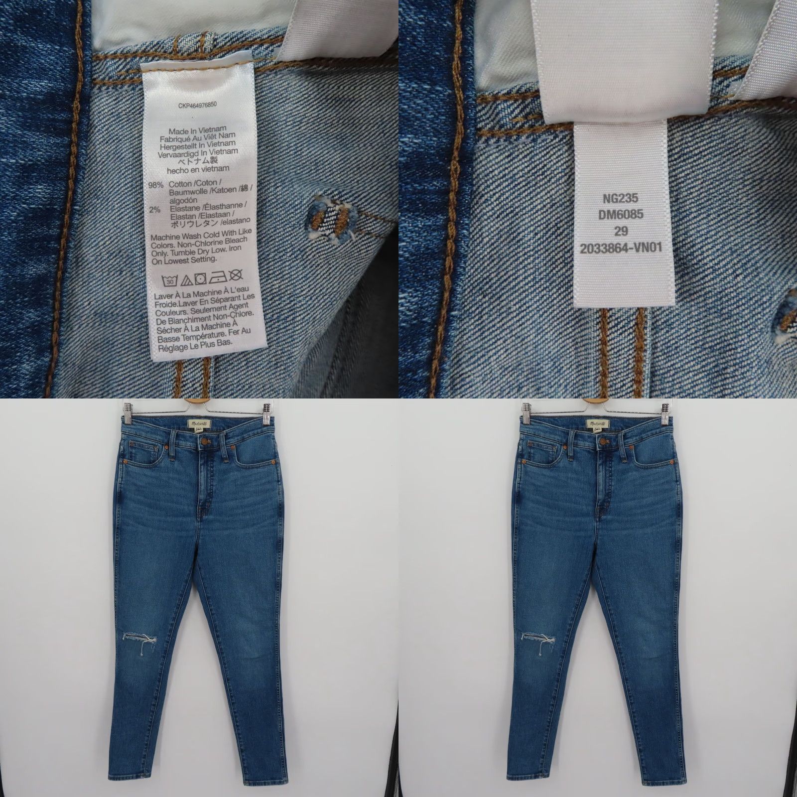 Madewell Madewell Jeans Womens 30 High Rise Skinny Distressed Blue Denim Cotton 5-Pocket Size 30" / US 8 / IT 44 - 8 Thumbnail