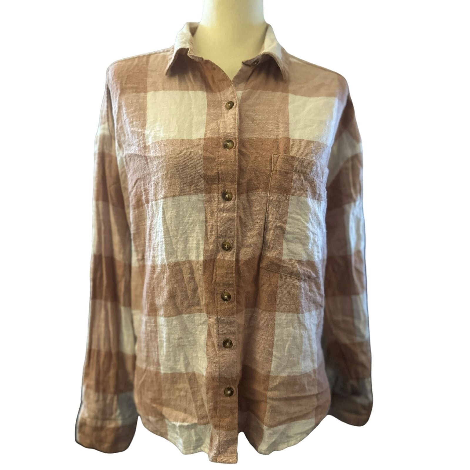 Billabong Billabong Women's Flannel Shirt Peach/White, Size Medium Size M / US 6-8 / IT 42-44 - 1 Thumbnail