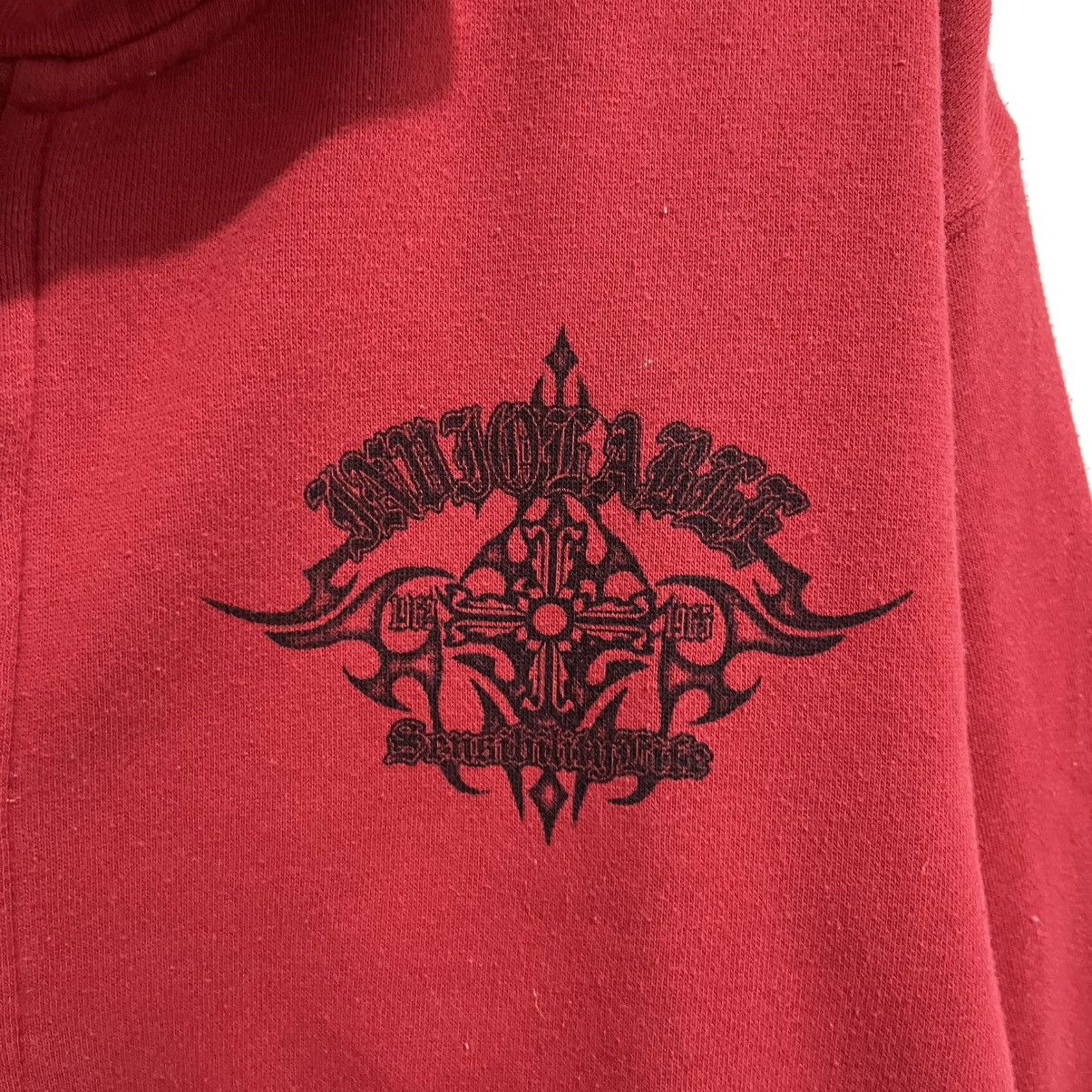 Japanese Brand Bayleaf Tribal Gothic Cross Hoodie - Red Graphic Pullover Size US M / EU 48-50 / 2 - 8 Thumbnail