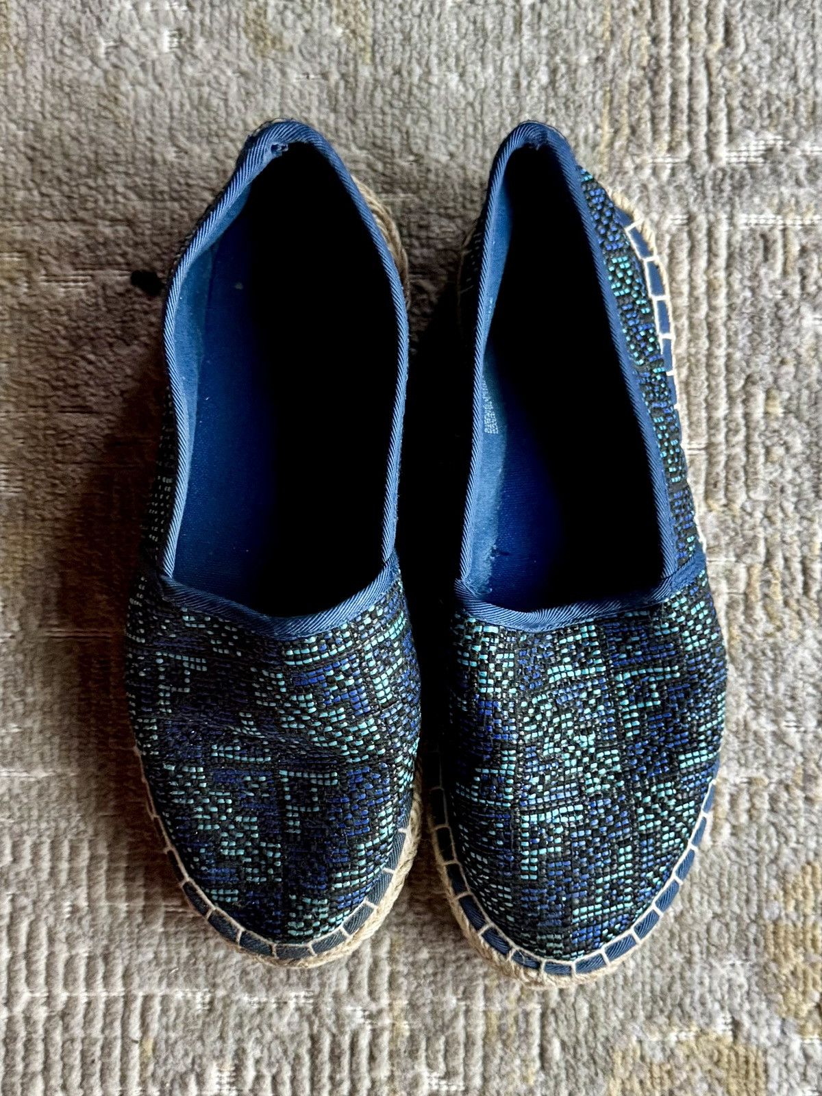 Other Aztec Woven Blue Pattern Espadrille Slip-Ons Size US 7 / IT 37 - 1 Thumbnail