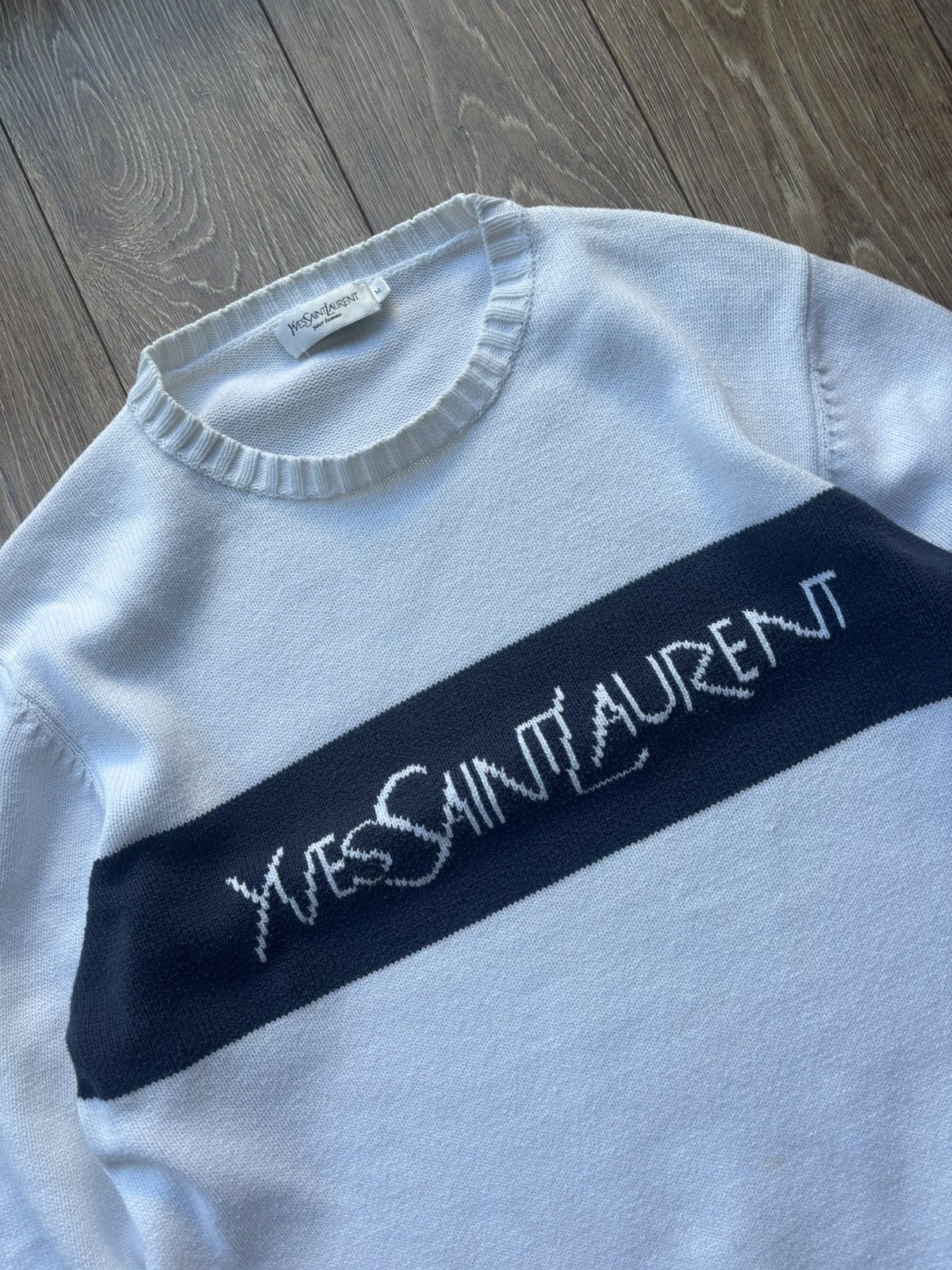 Yves Saint Laurent White Yves Saint Laurent YSL Vintage Sweater Size US M / EU 48-50 / 2 - 2 Thumbnail