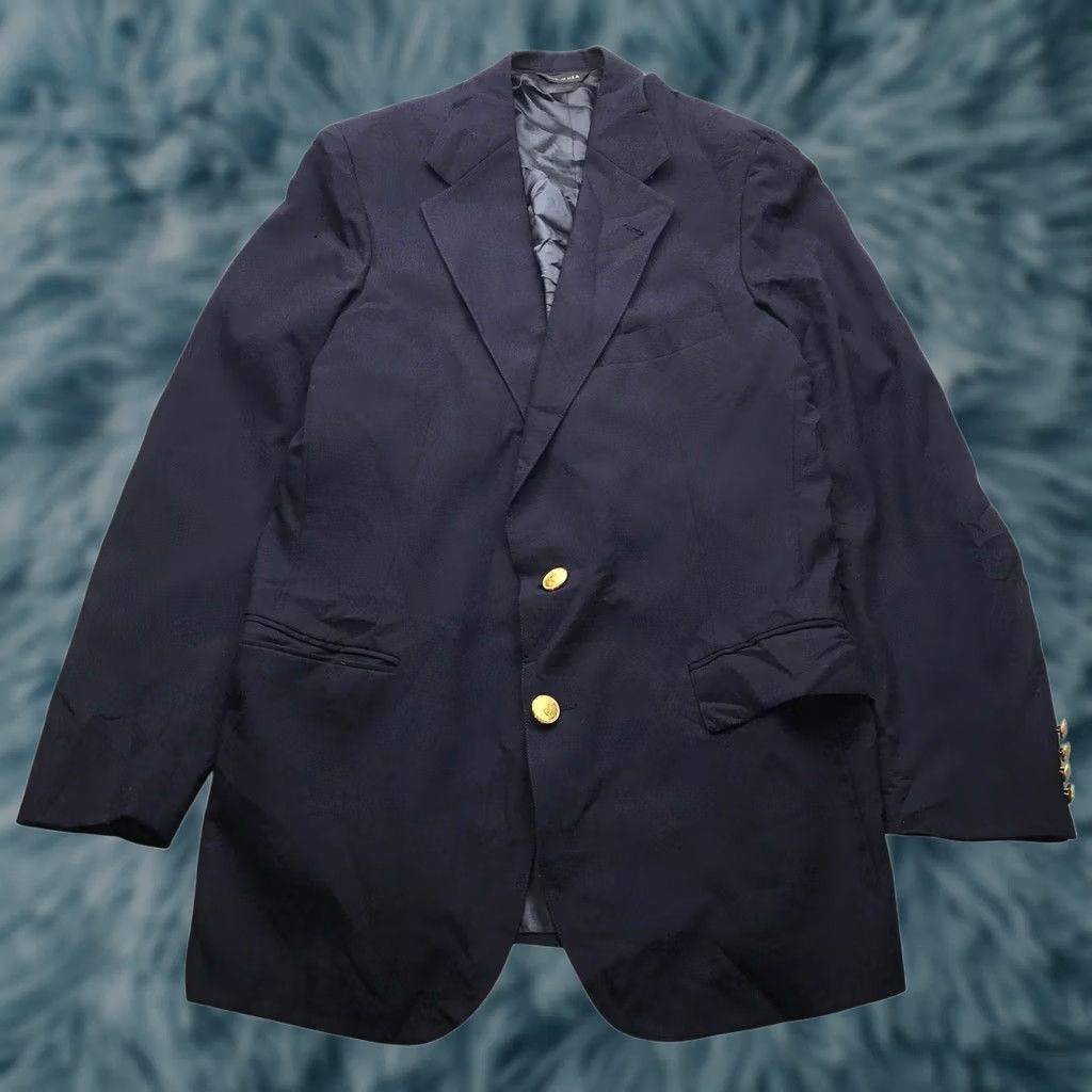 Ralph Lauren VINTAGE Ralph Lauren Polo University Coat Blazer Wool Navy Men L 44 in Solid Notch Lapel Button Pockets Lined 90s Preppy Cadet Formal Mens Size US L / EU 52-54 / 3 - 1 Thumbnail
