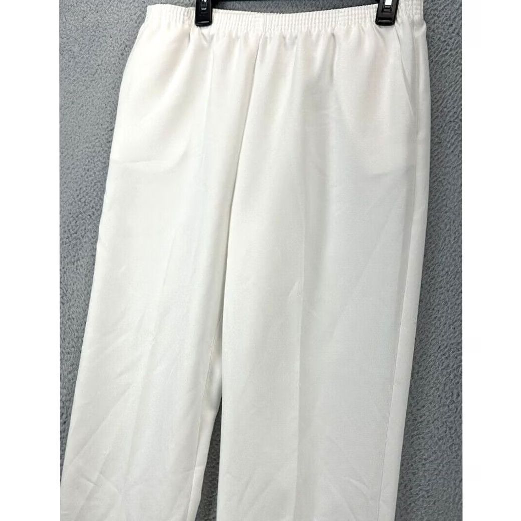Vintage Alfred Dunner Pants Womens 12 White Wide-Leg Elastic Waist Pull On High-Rise NEW Size 34" / US 12 / IT 48 - 3 Thumbnail