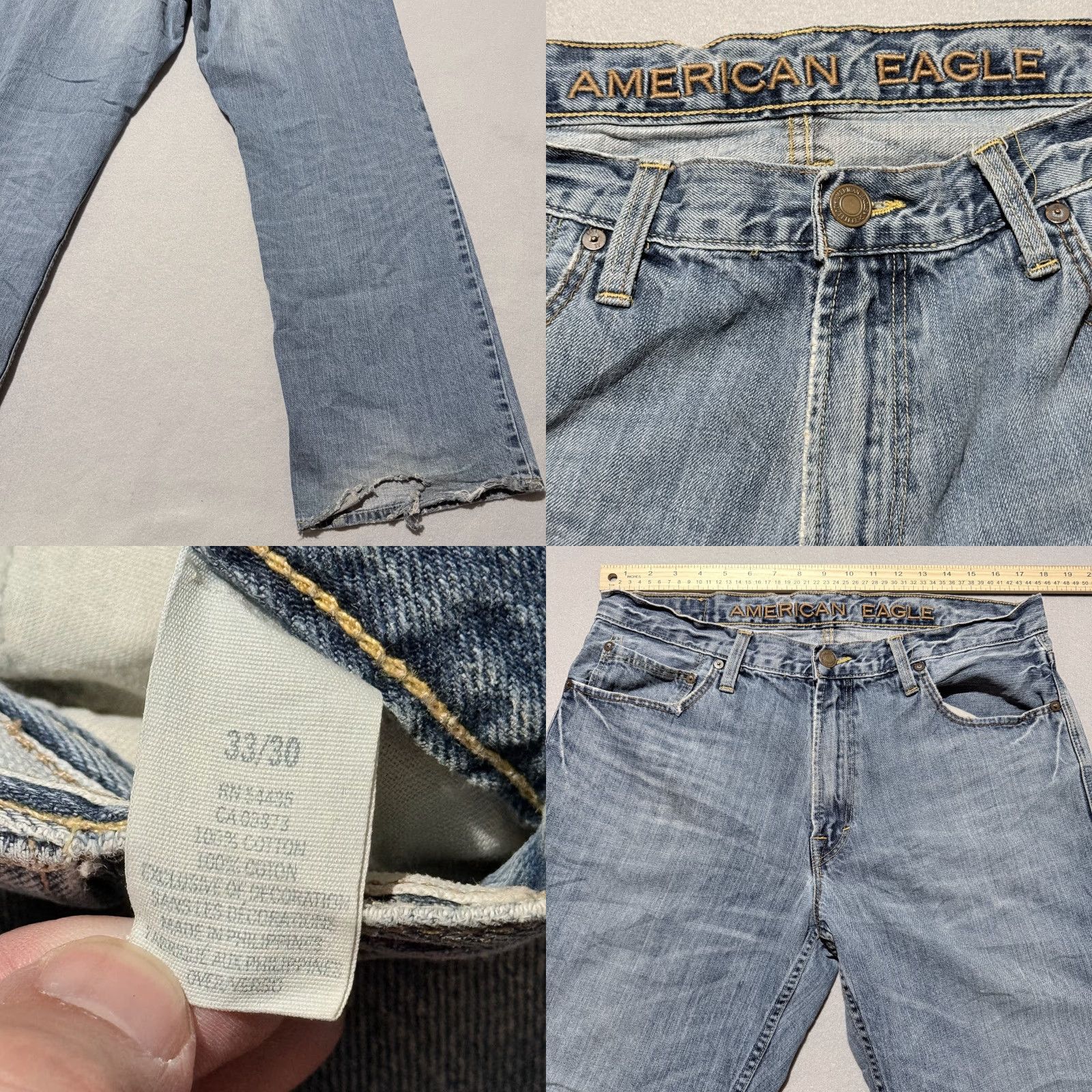 American Eagle Outfitters VINTAGE American Eagle Jeans Men's Light Wash Denim Classic Relaxed Straight - 33x30 Size US 33 - 8 Thumbnail