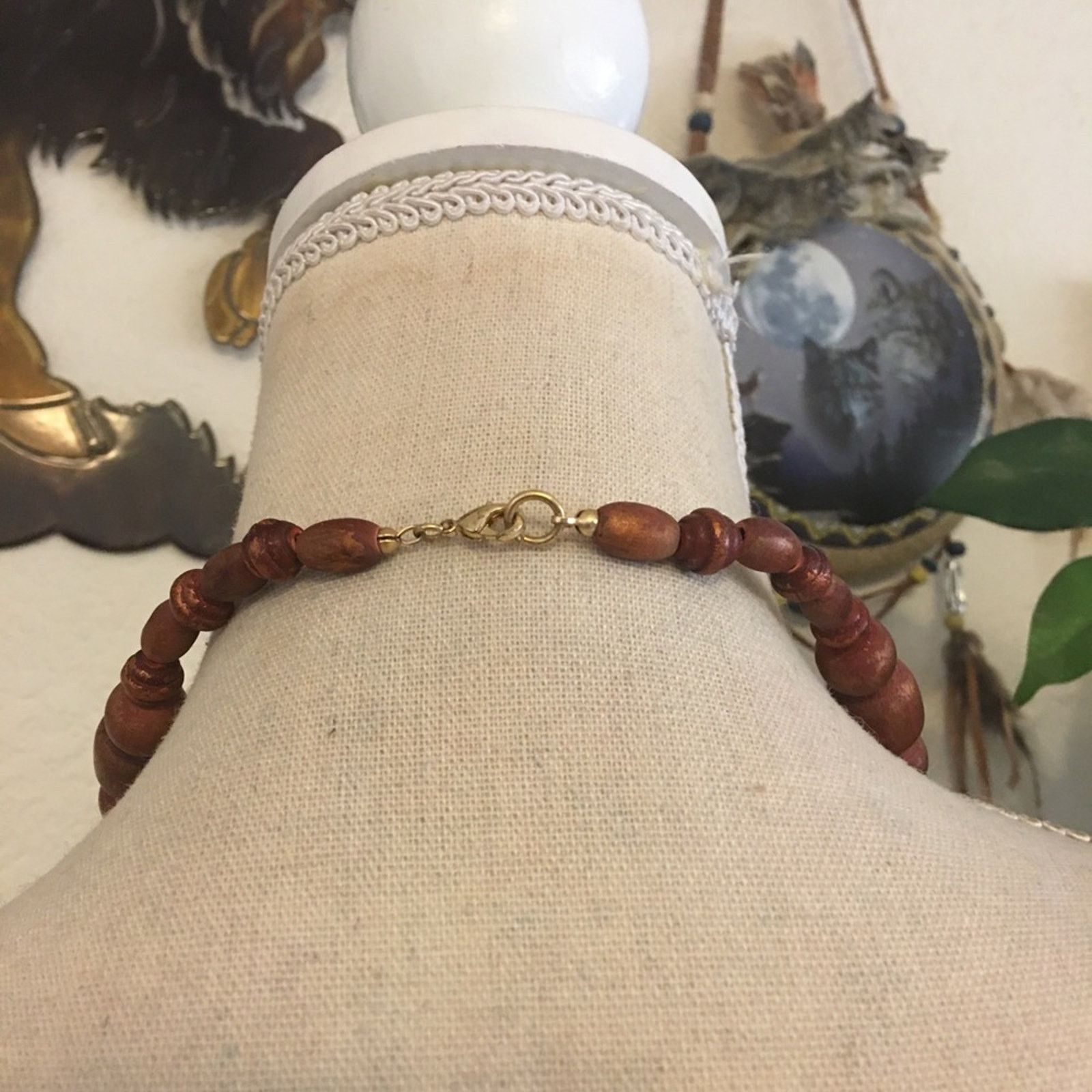 Vintage Vintage copper tone painted wood bead necklace Size ONE SIZE - 4 Thumbnail