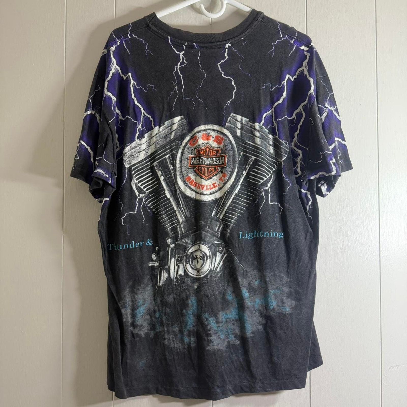 Harley Davidson 90’s HARLEY DAVIDSON MOTORCYCLES THUNDER LIGHTNING tee shirt Size US L / EU 52-54 / 3 - 8 Thumbnail