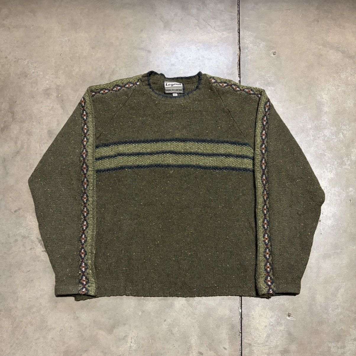 Vintage Vintage Legend Shetland Wool Sweater Striped Nordic 90s USA Size US XL / EU 56 / 4 - 1 Thumbnail