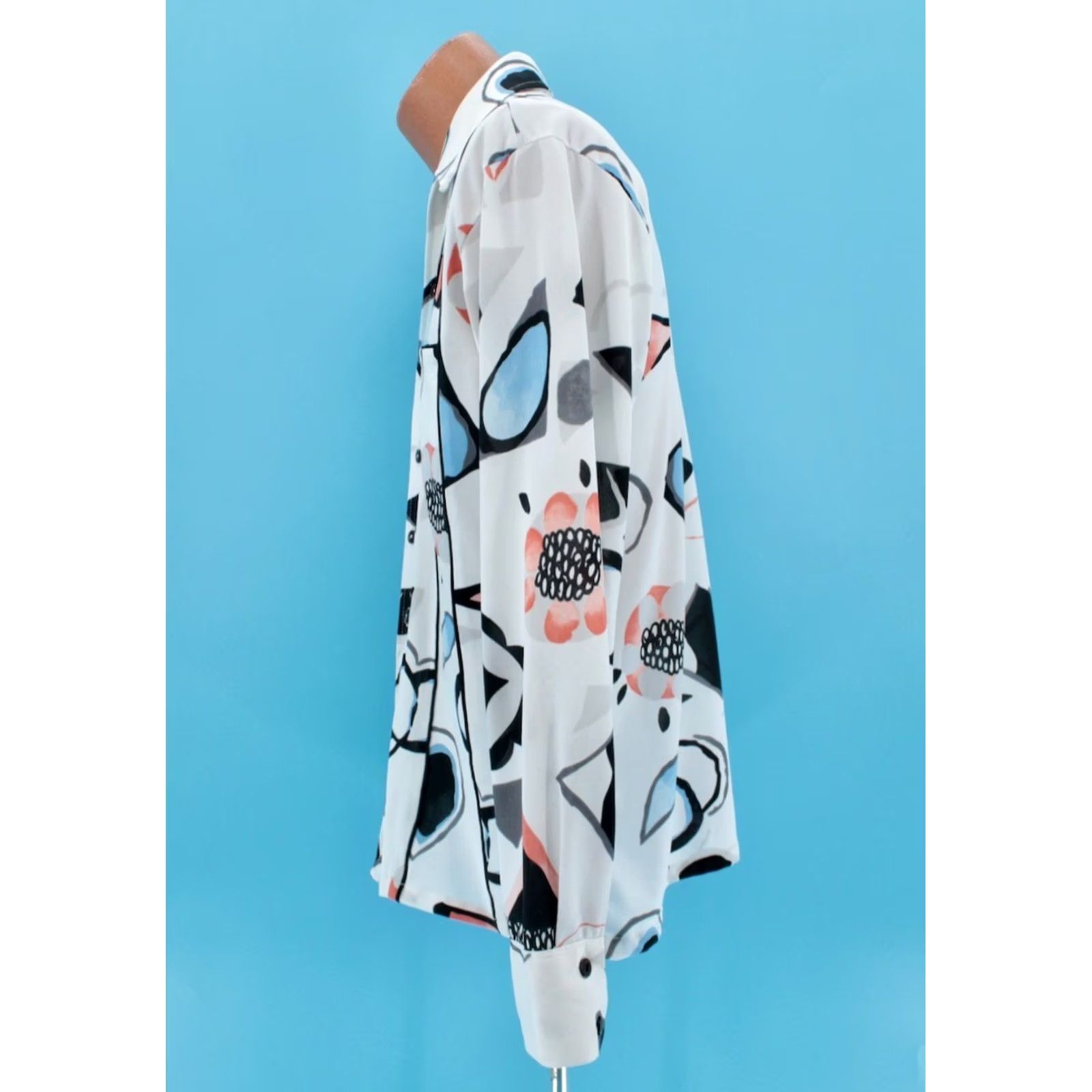 Vintage VINTAGE Joel Shirt L White Men VTG 70s Black Abstract Pattern Polyester 1970s Disco Size US L / EU 52-54 / 3 - 2 Thumbnail
