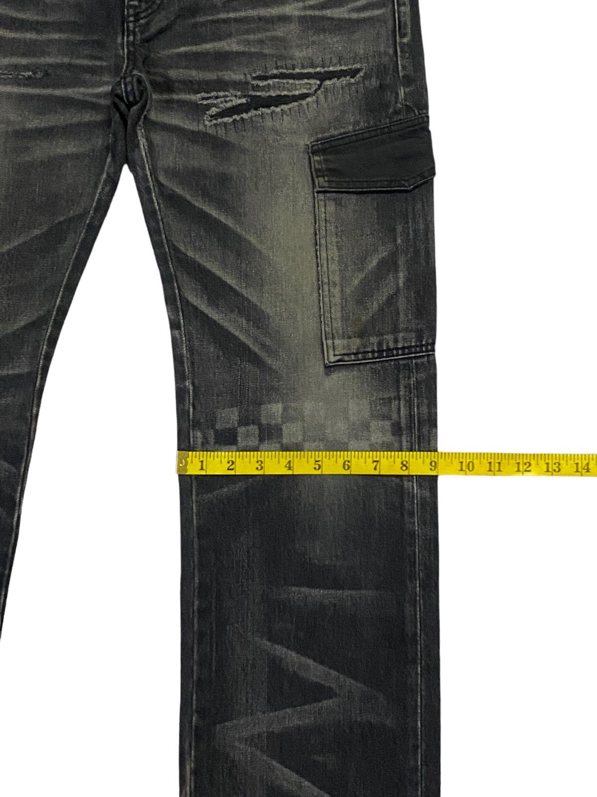 Japanese Brand × Neighborhood Neighborhood Black Icon Distressed Cargo Denim Size US 35 - 9 Thumbnail