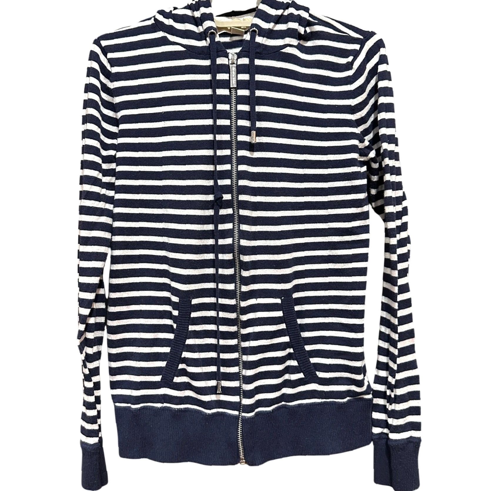 Michael Kors VINTAGE Michael Kors Hoodie Jacket Women S Blue White Pink Striped Hooded Full Zip Pockets Mid-Length Casual 2020s Womens Size S / US 4 / IT 40 - 2 Thumbnail