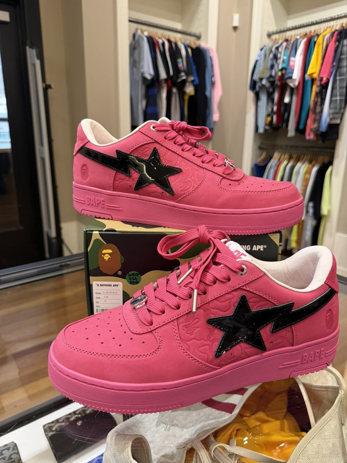 Bape A Bathing Ape BAPE STA #4 - Pink Black Size US 12 / EU 45 - 1 Thumbnail