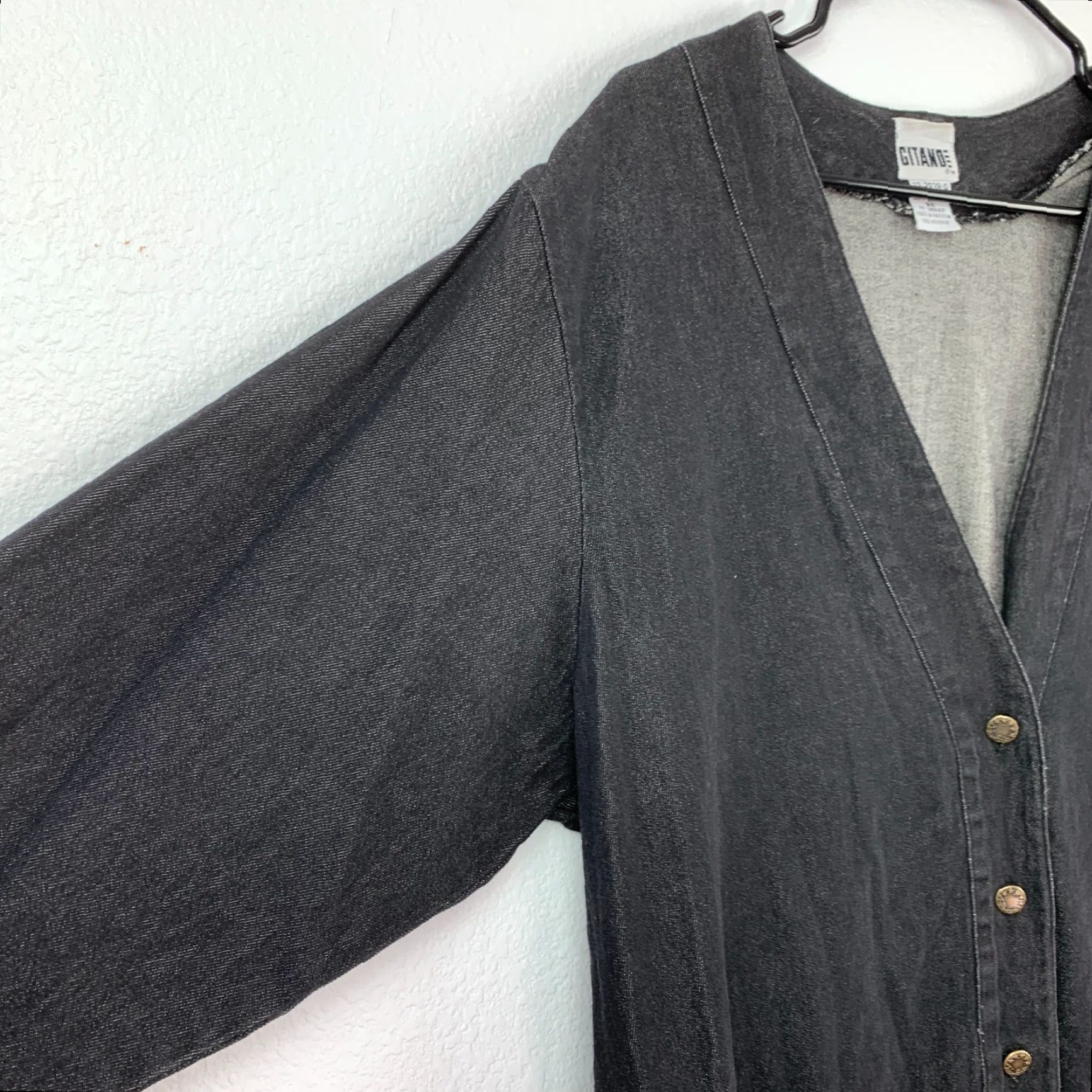 Vintage VINTAGE Gitano Jacket Denim Grunge Black 80s 90s V-Neck Womens XL-XXL Size 40" / US 18 - 4 Thumbnail