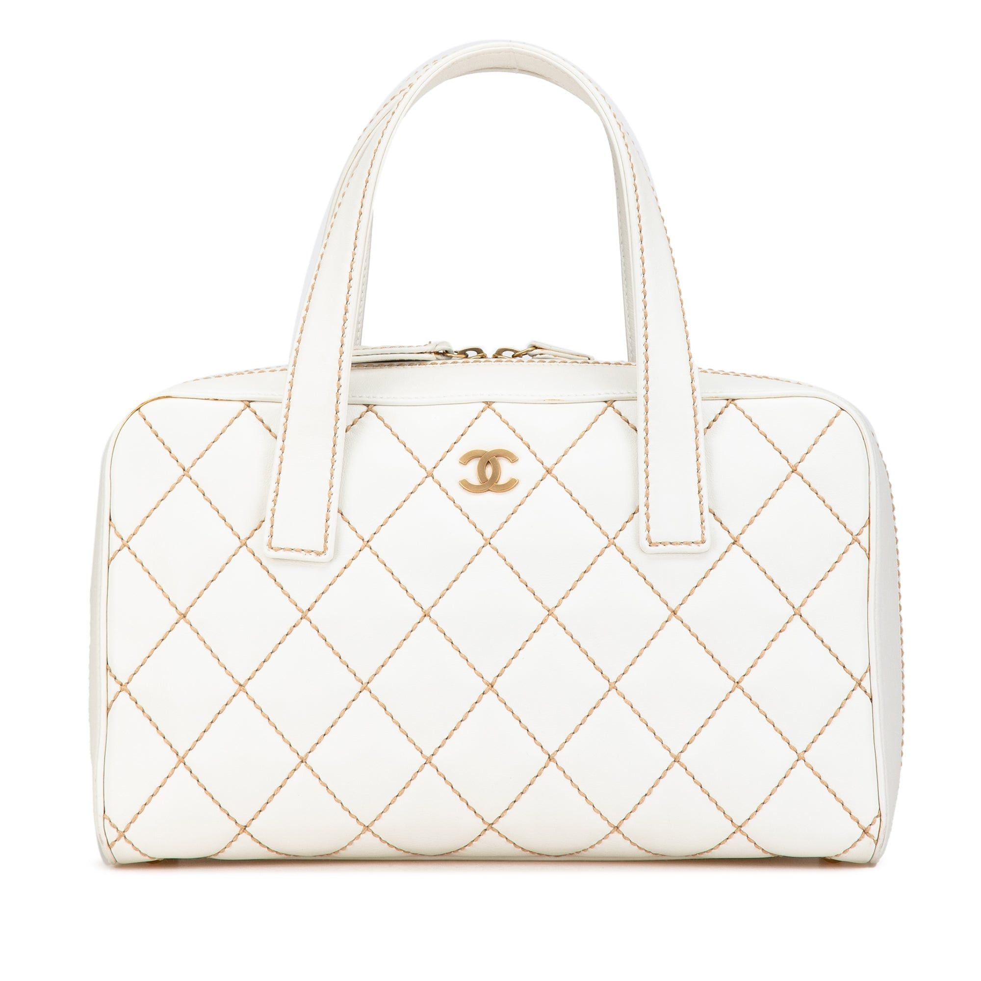 Chanel Chanel CC Quilted Lambskin Wild Stitch Handbag White Size ONE SIZE - 1 Thumbnail